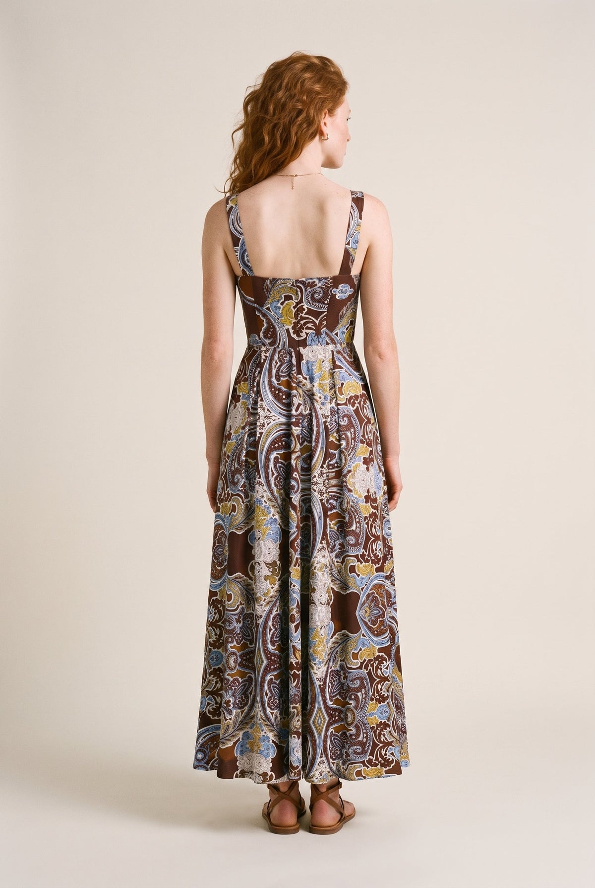 Paisley Print Wide Leg Jumpsuit Brown/Multi Aakaa