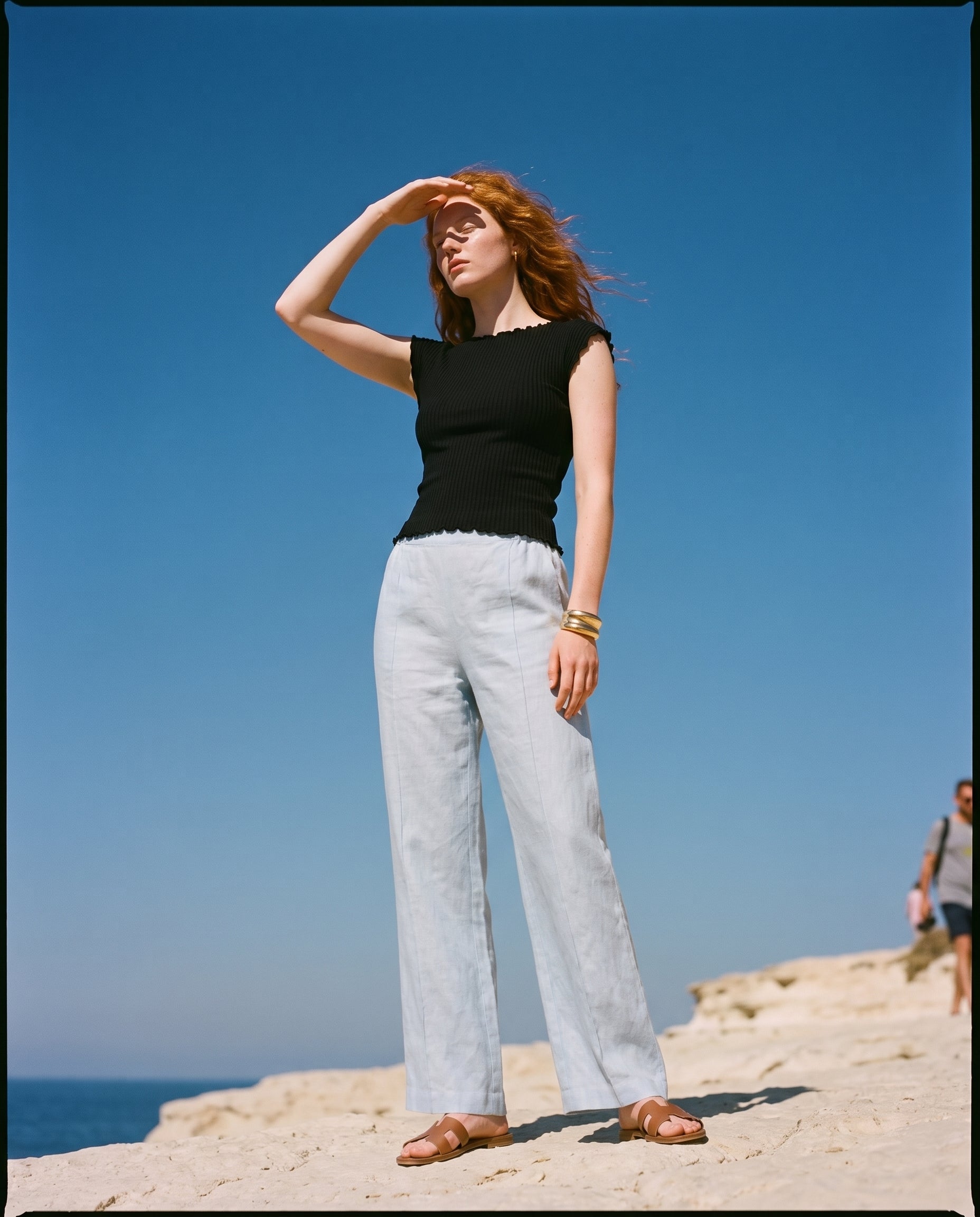 Crinkled Fabric Cap Sleeve Top With Shirring Detail Black