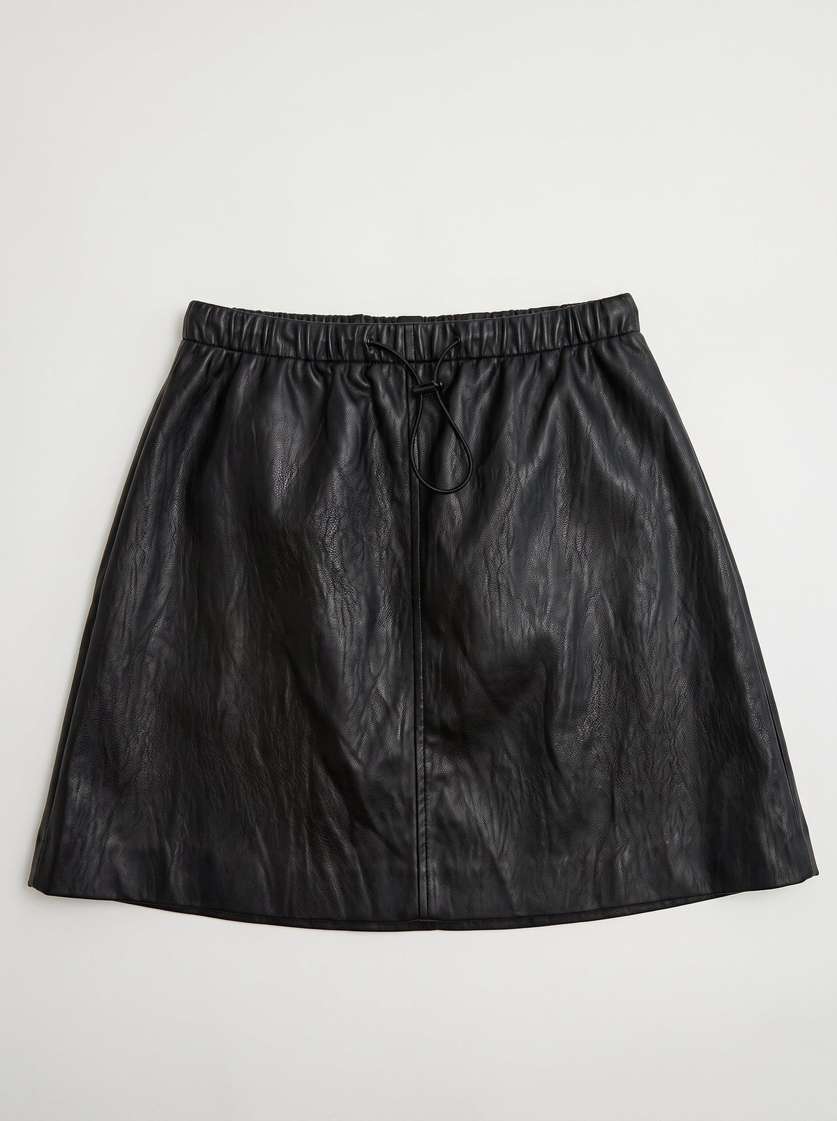 Drawstring Vegan Leather Mini Skirt 29 28