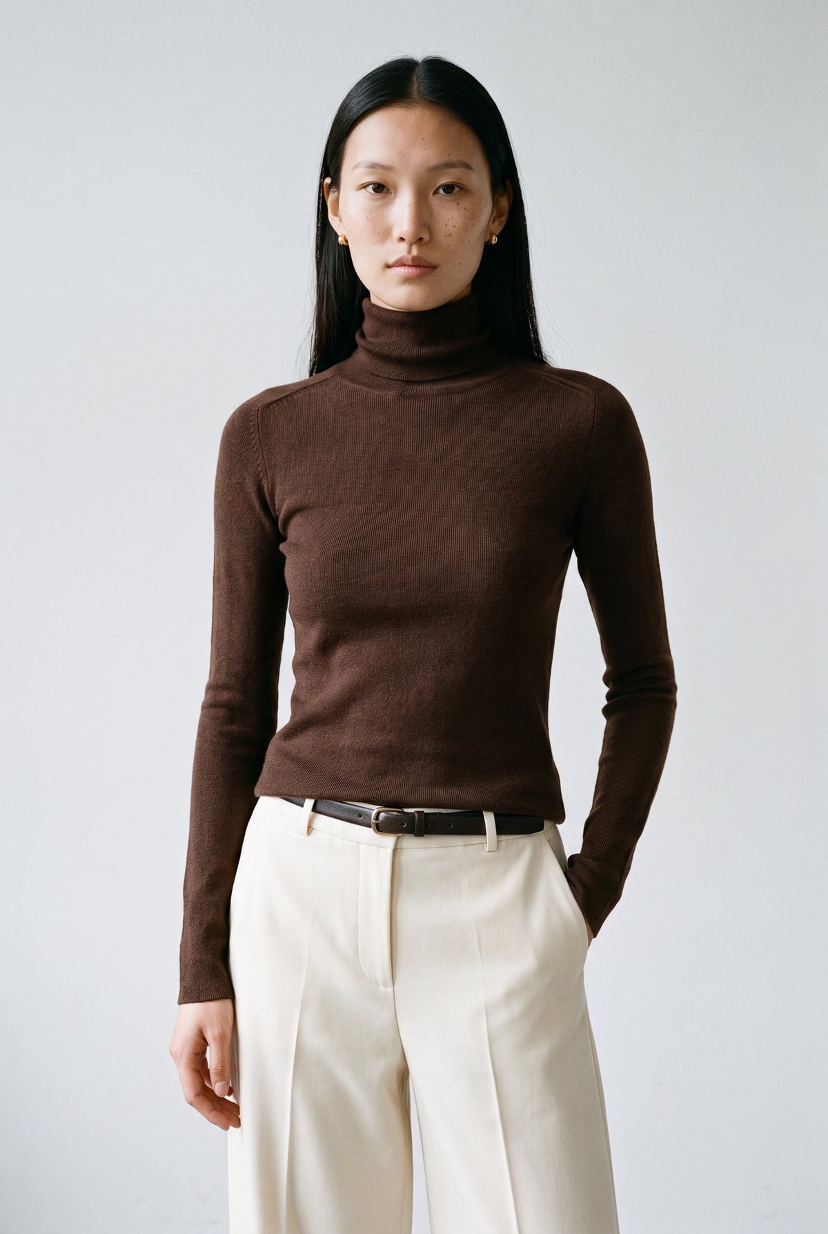 Wool Blend Essential Turtleneck Knit Top audrey