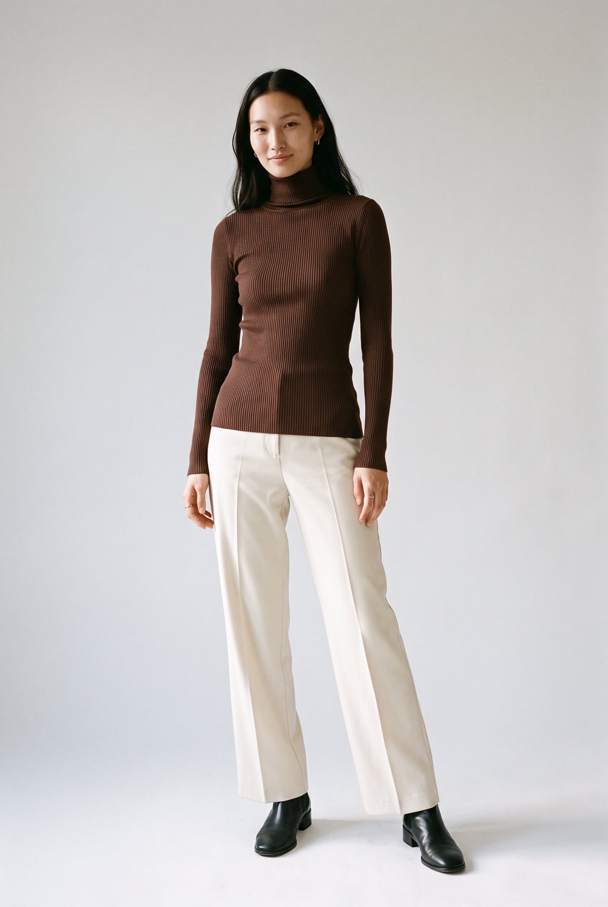 Wool Blend Essential Turtleneck Knit Top audrey