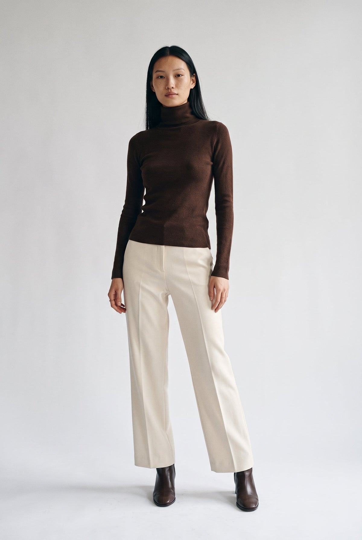Wool Blend Essential Turtleneck Knit Top audrey