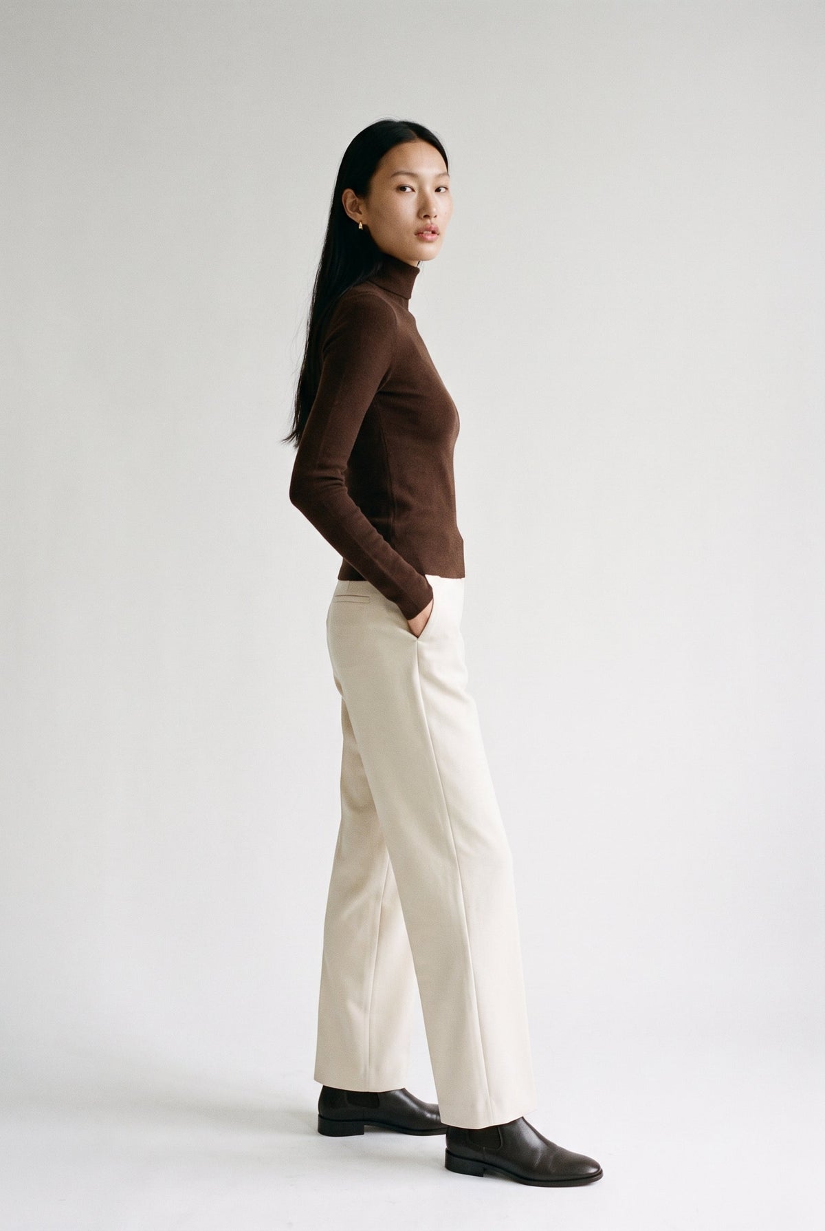 Wool Blend Essential Turtleneck Knit Top audrey
