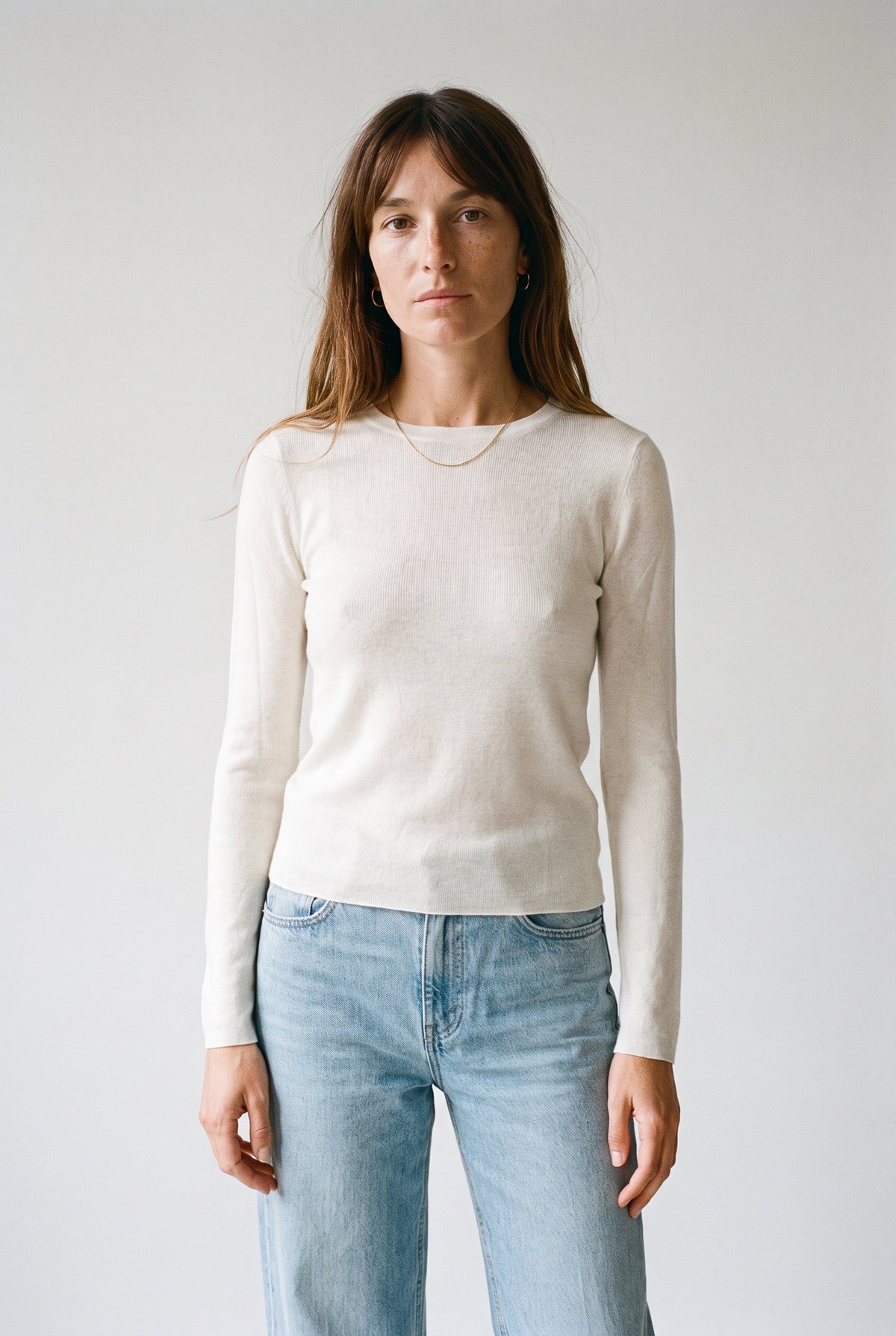 Wool Silk Blend Essential Crewneck Knit Top audrey