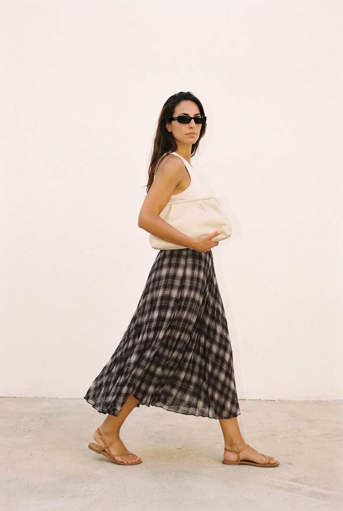Talia Plaid Pleated Midi Skirt ALTAR
