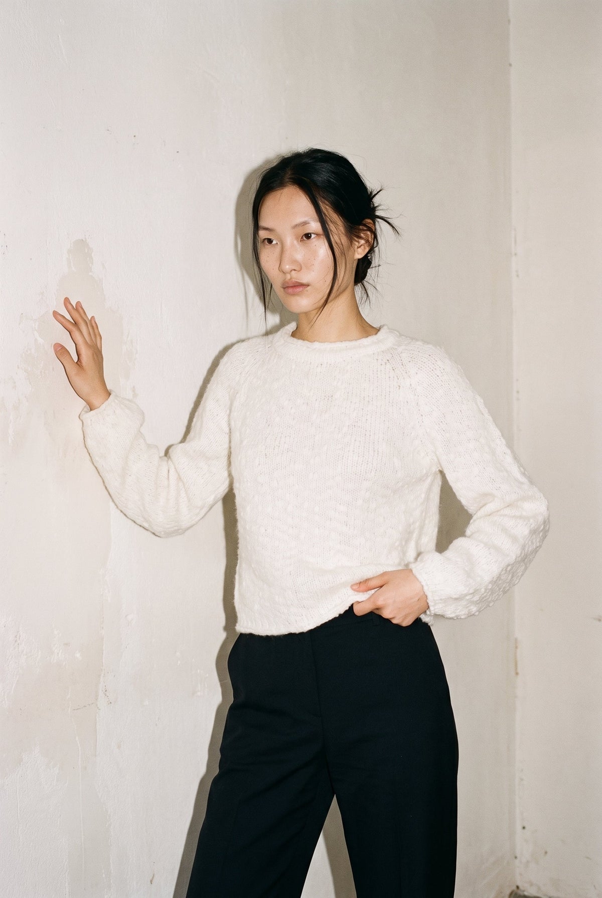 Wool Blend Rollneck Boucle Knit Sweater Slow High