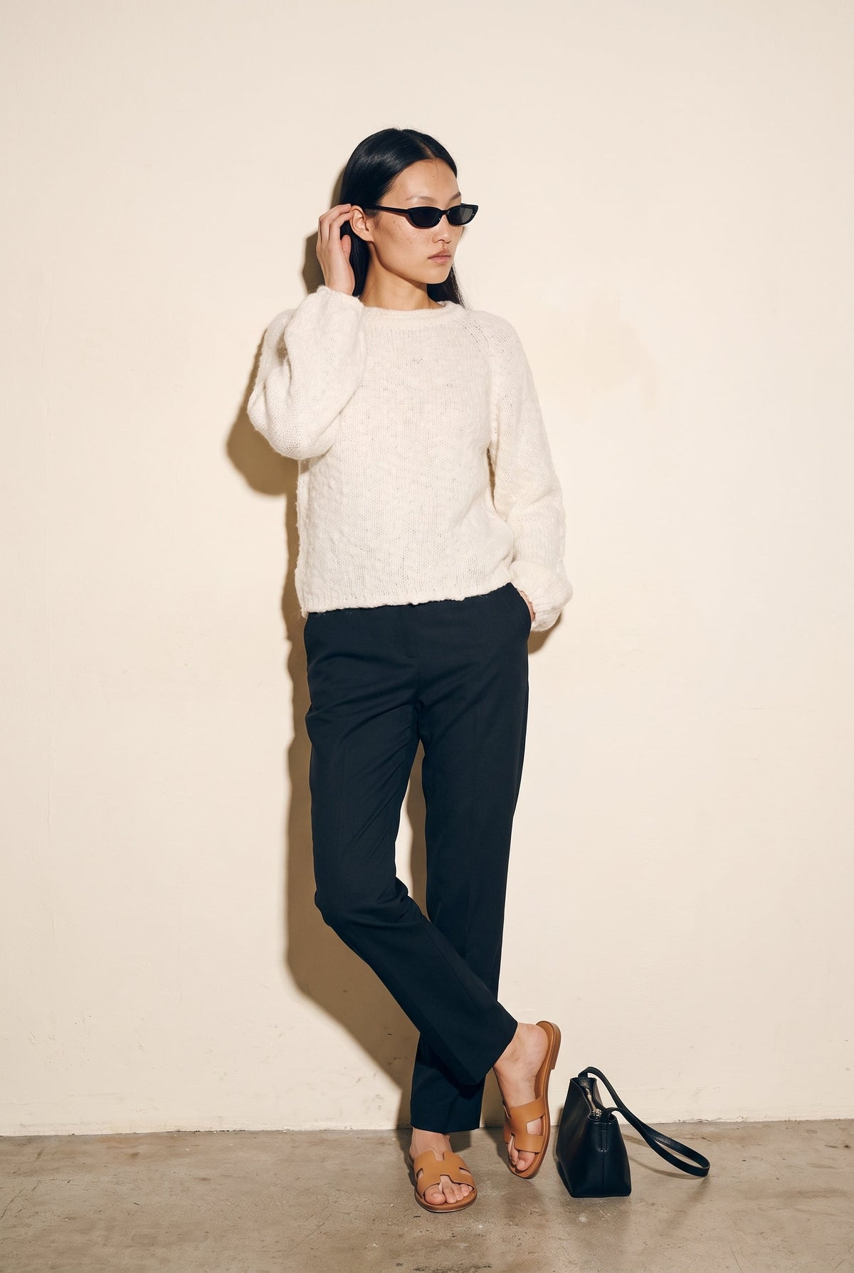 Wool Blend Rollneck Boucle Knit Sweater Slow High