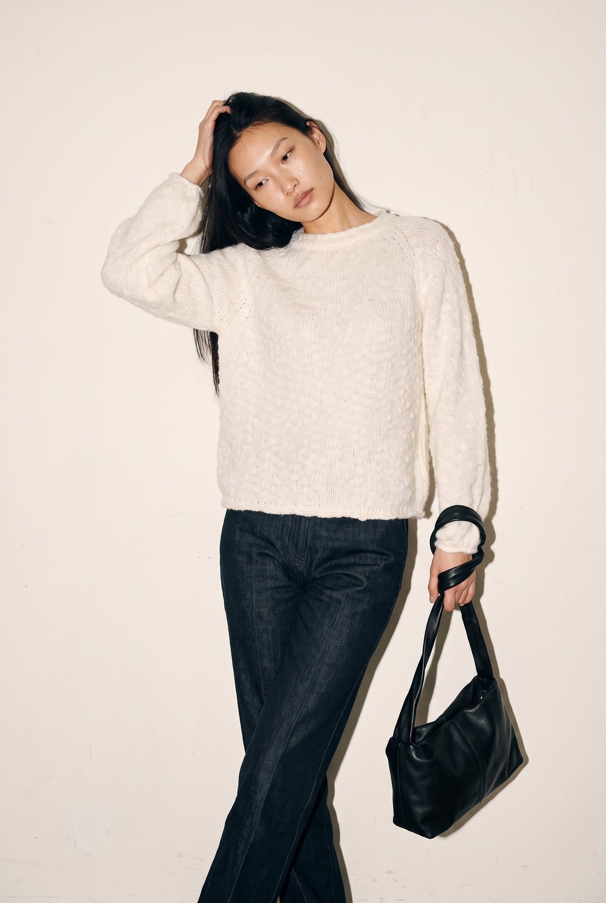 Wool Blend Rollneck Boucle Knit Sweater Slow High