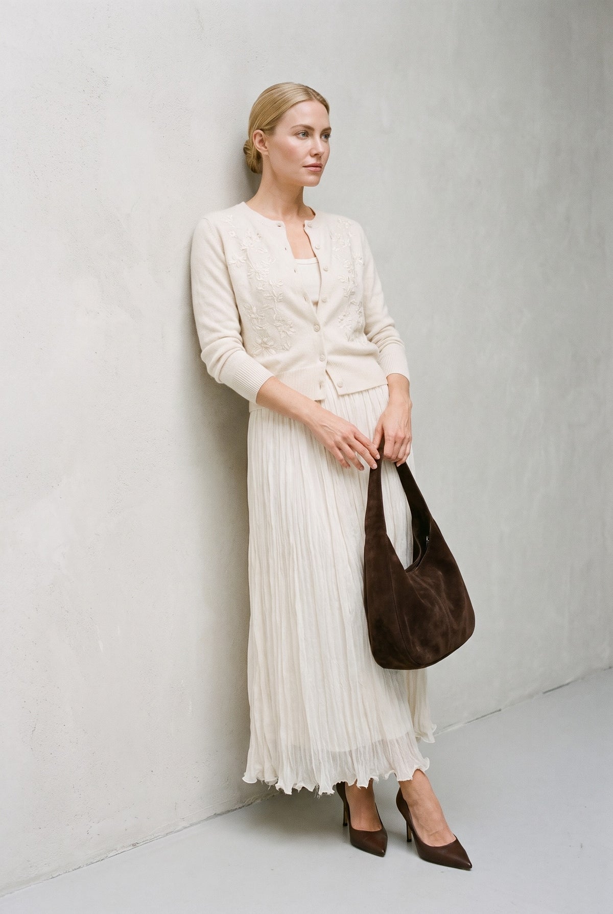 Reese Statement Maxi Skirt Beige — 067862