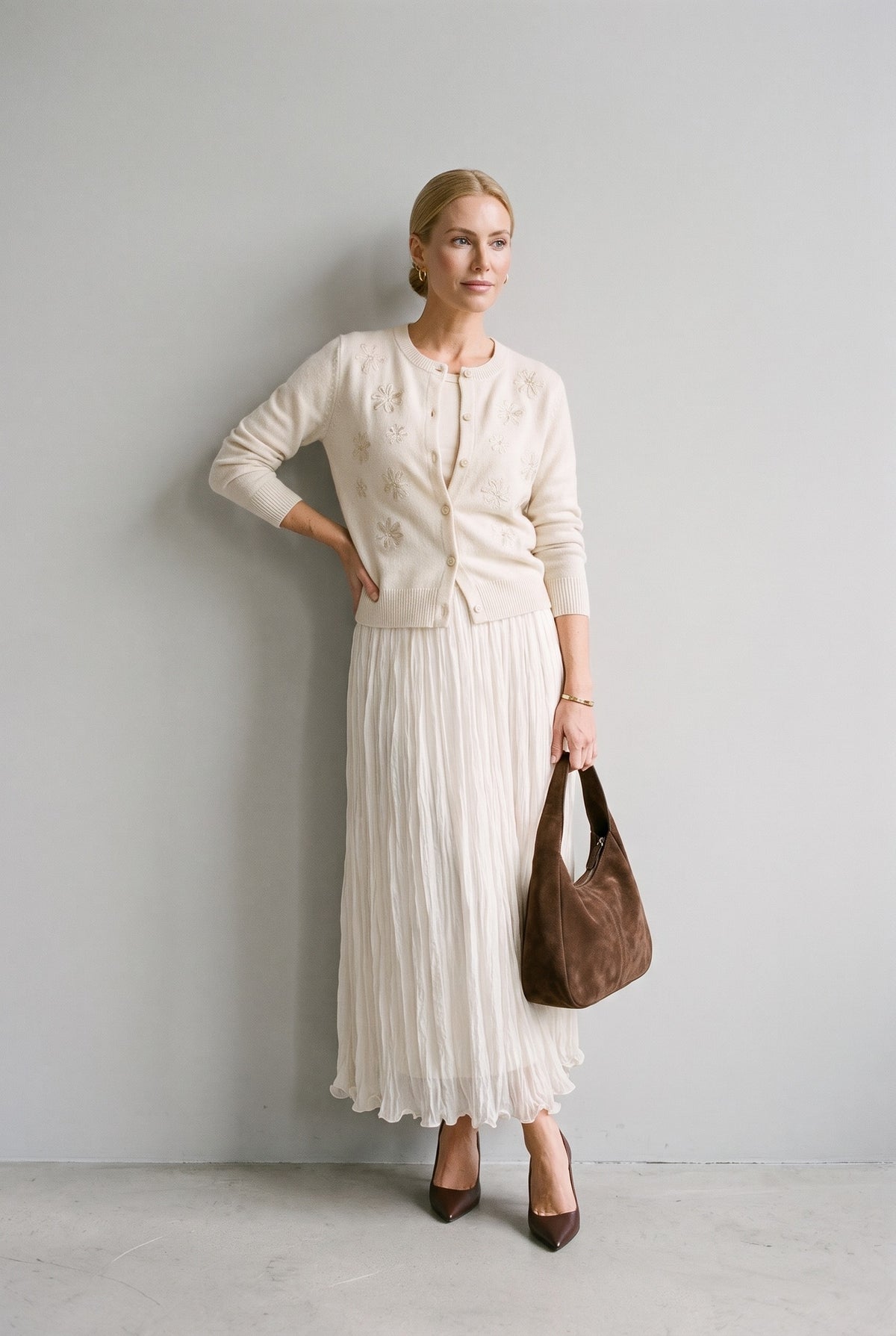 Reese Statement Maxi Skirt Beige — 067862