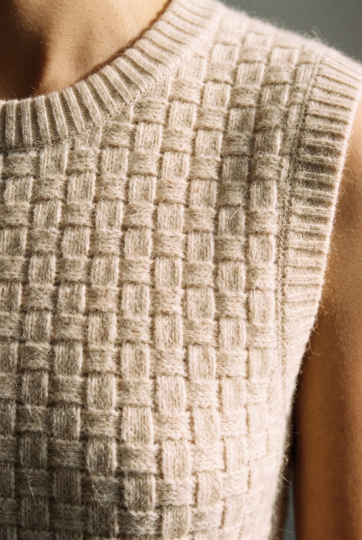 Allegra Ribbed Knit Top Beige — 067926