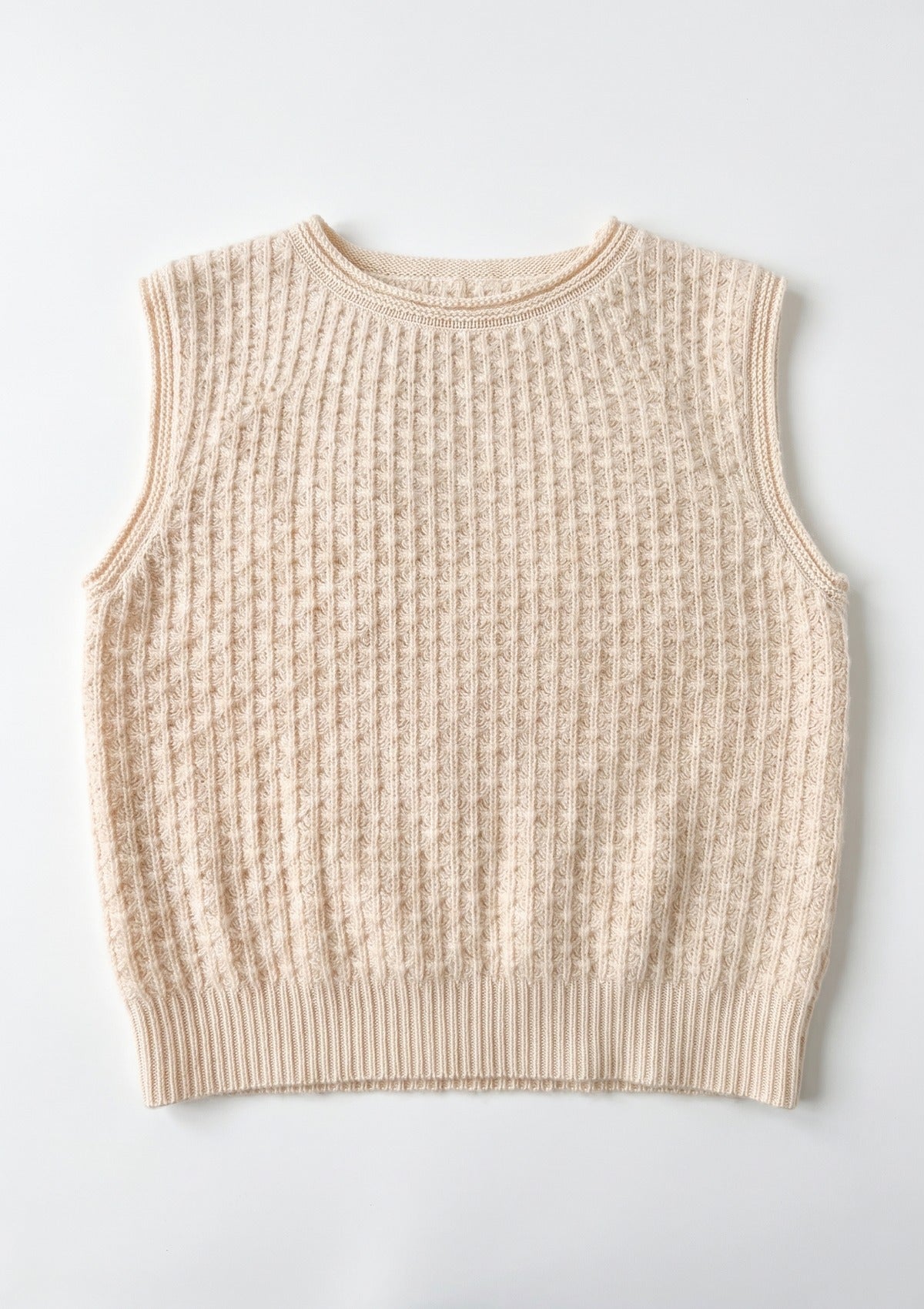 Allegra Ribbed Knit Top Beige — 067926
