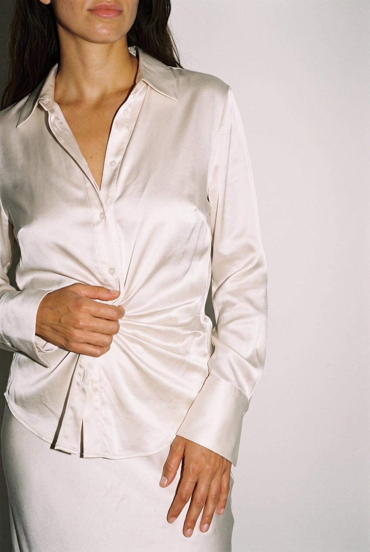 Isla Polished Button-Up Blouse COCA