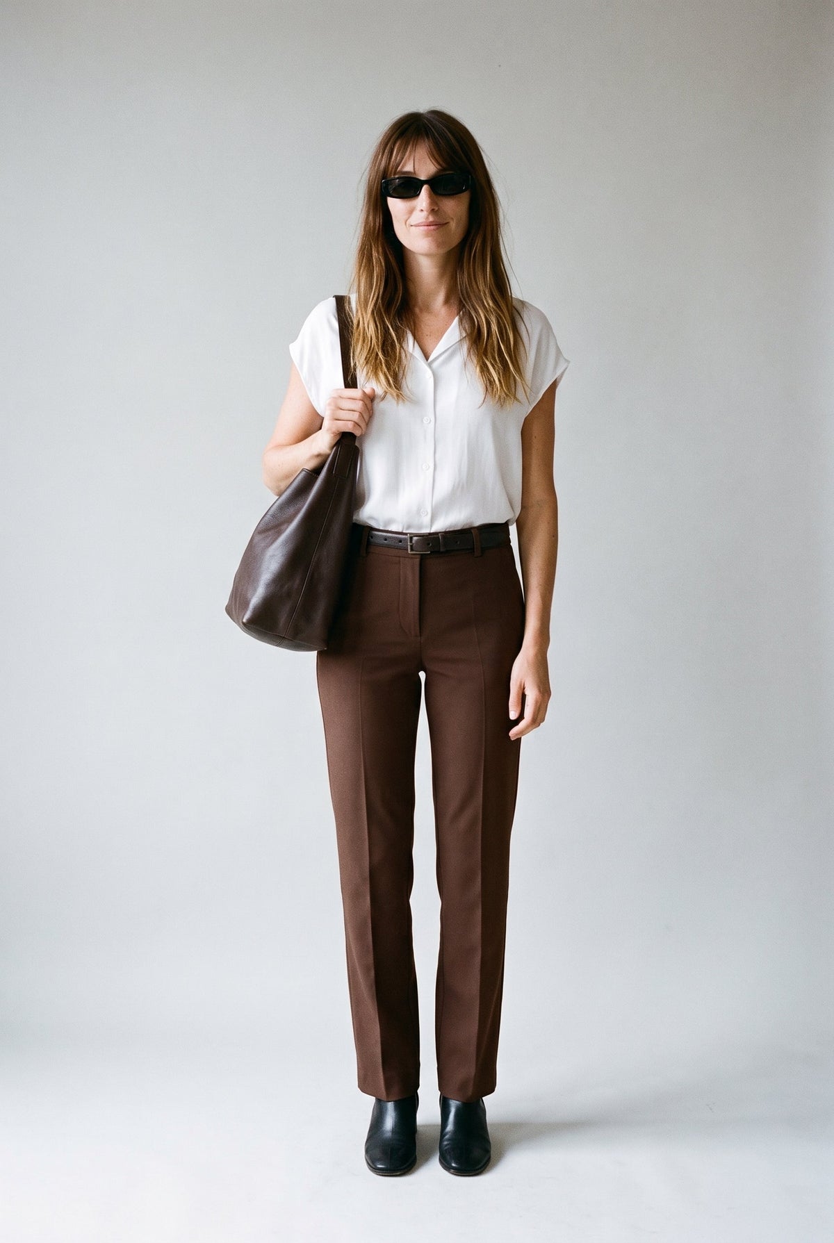 Clara Polished Short Sleeve Button-Up Blouse COCA