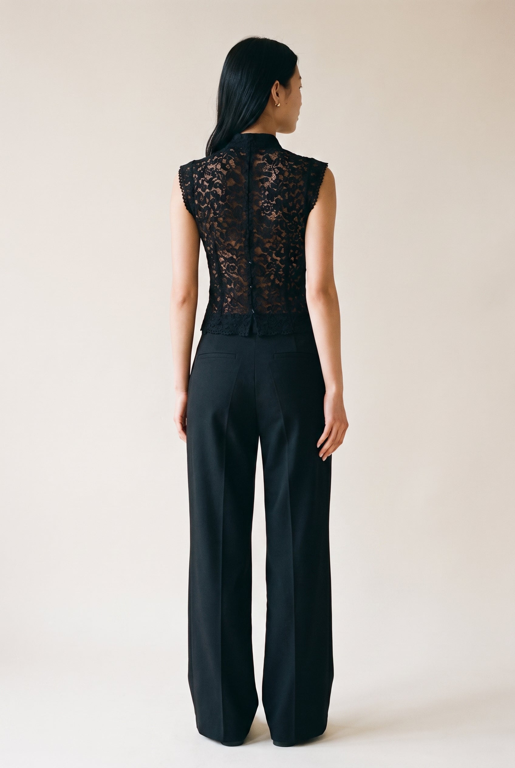 Mindy Lace Mandarin Collar Top