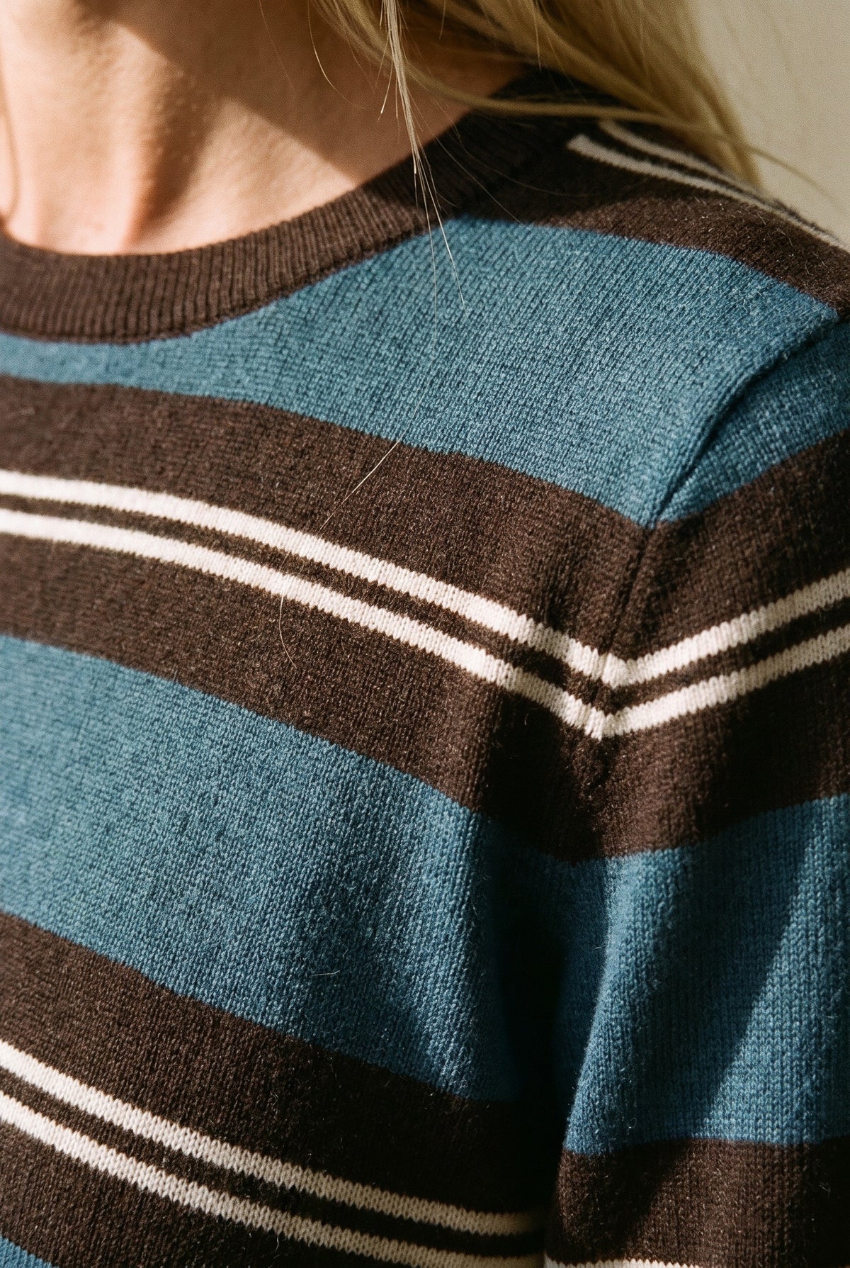 Addison Stripe Knit Top Brown Teal — 069010