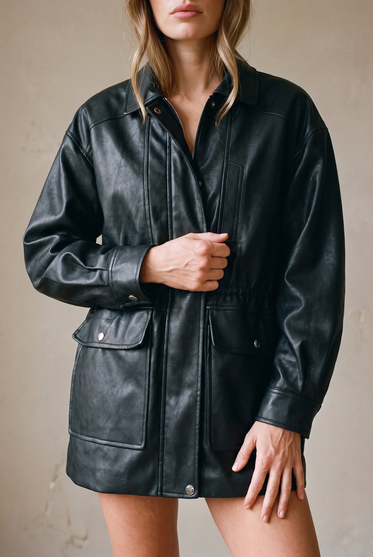 Faux Leather Safari Jacket Raisonnel