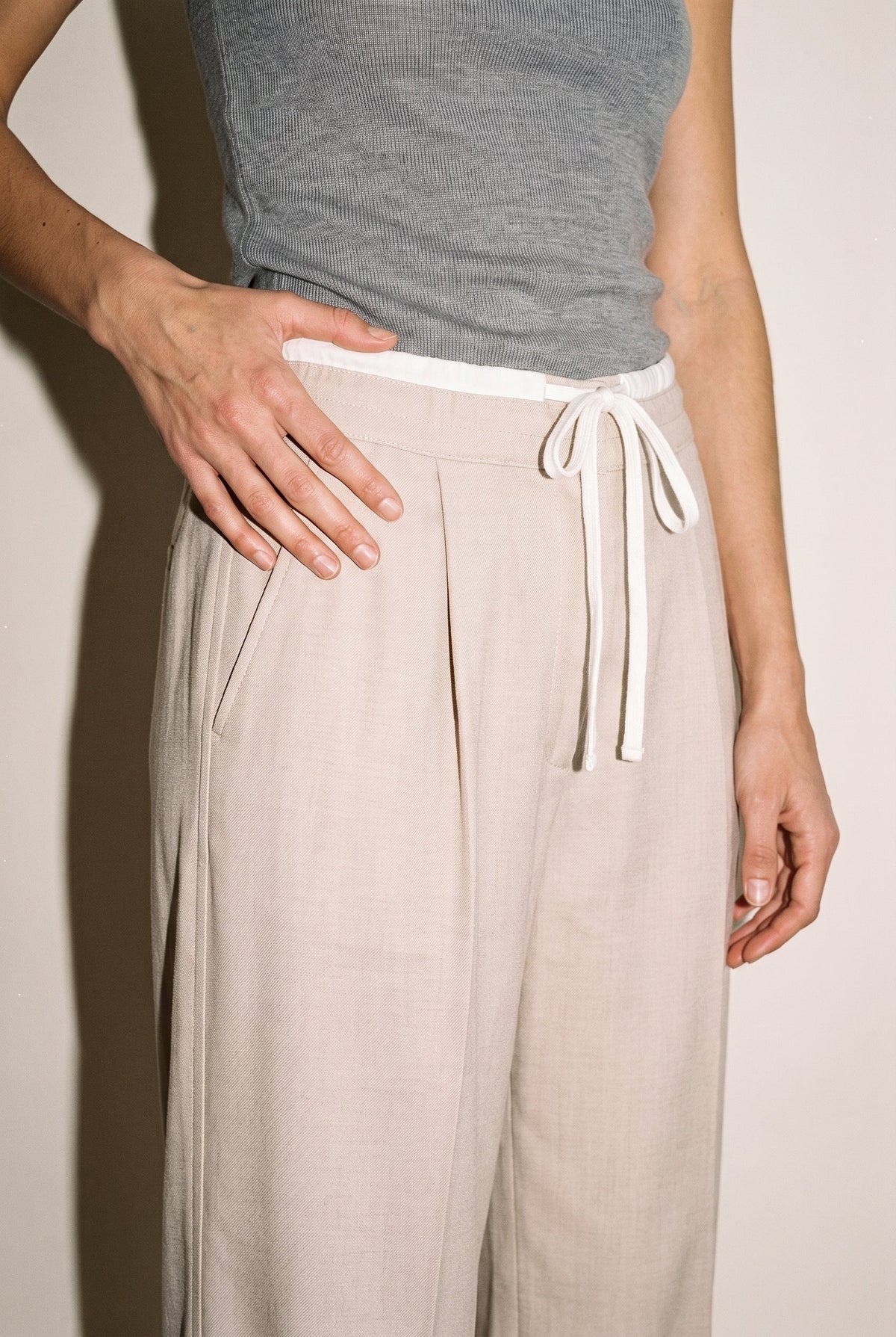 Chic Tailored Trousers with Contrast Waistband Hyfve, Inc.