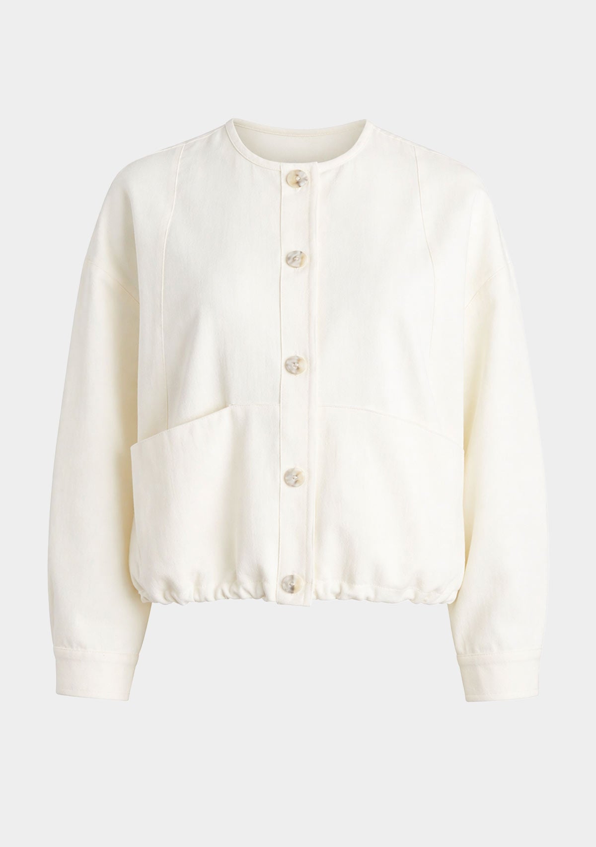 Crew Neck Button Down Jacket Ivory 12 Rue Collette