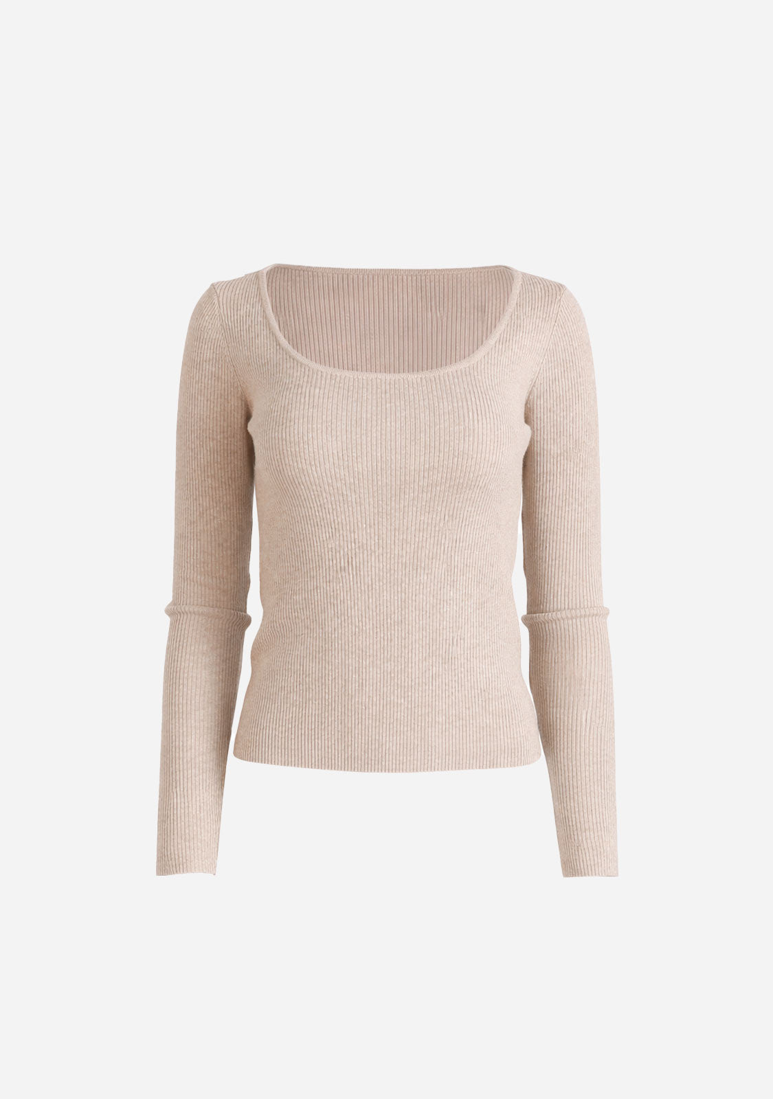Layered Turtleneck Knit Pullover Beige