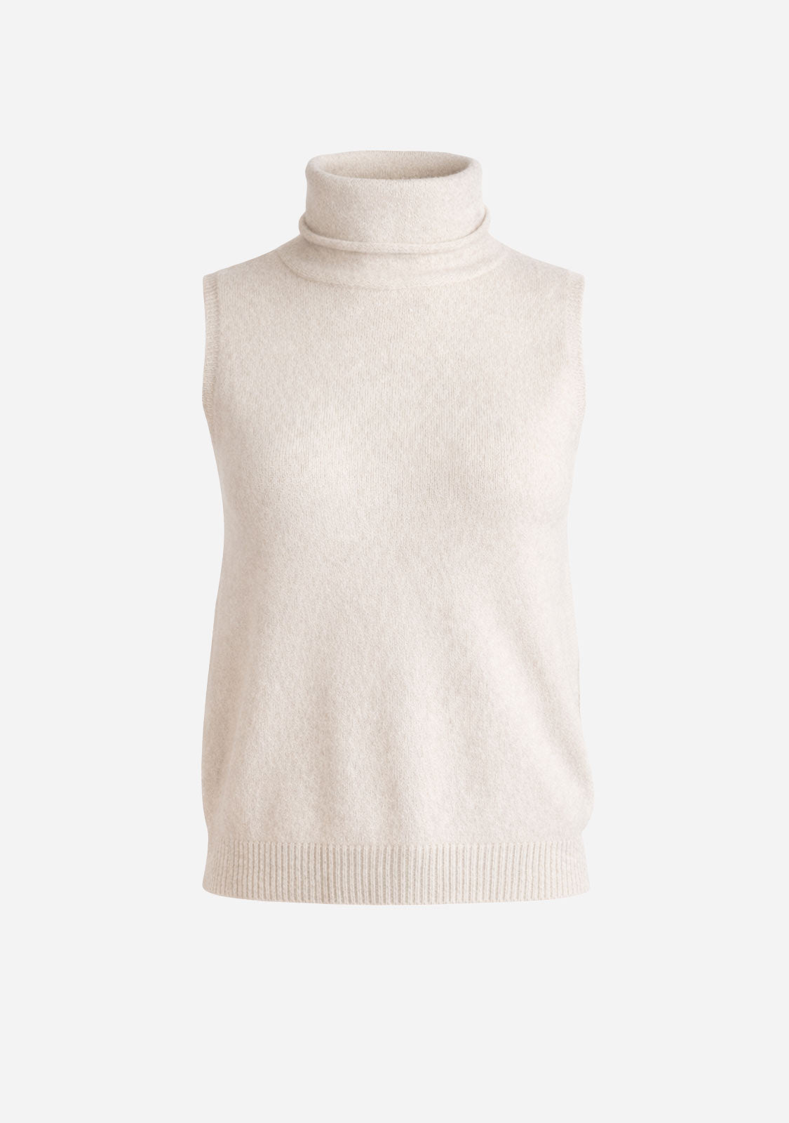 Sleeveless Mock Neck Knit Top Beige