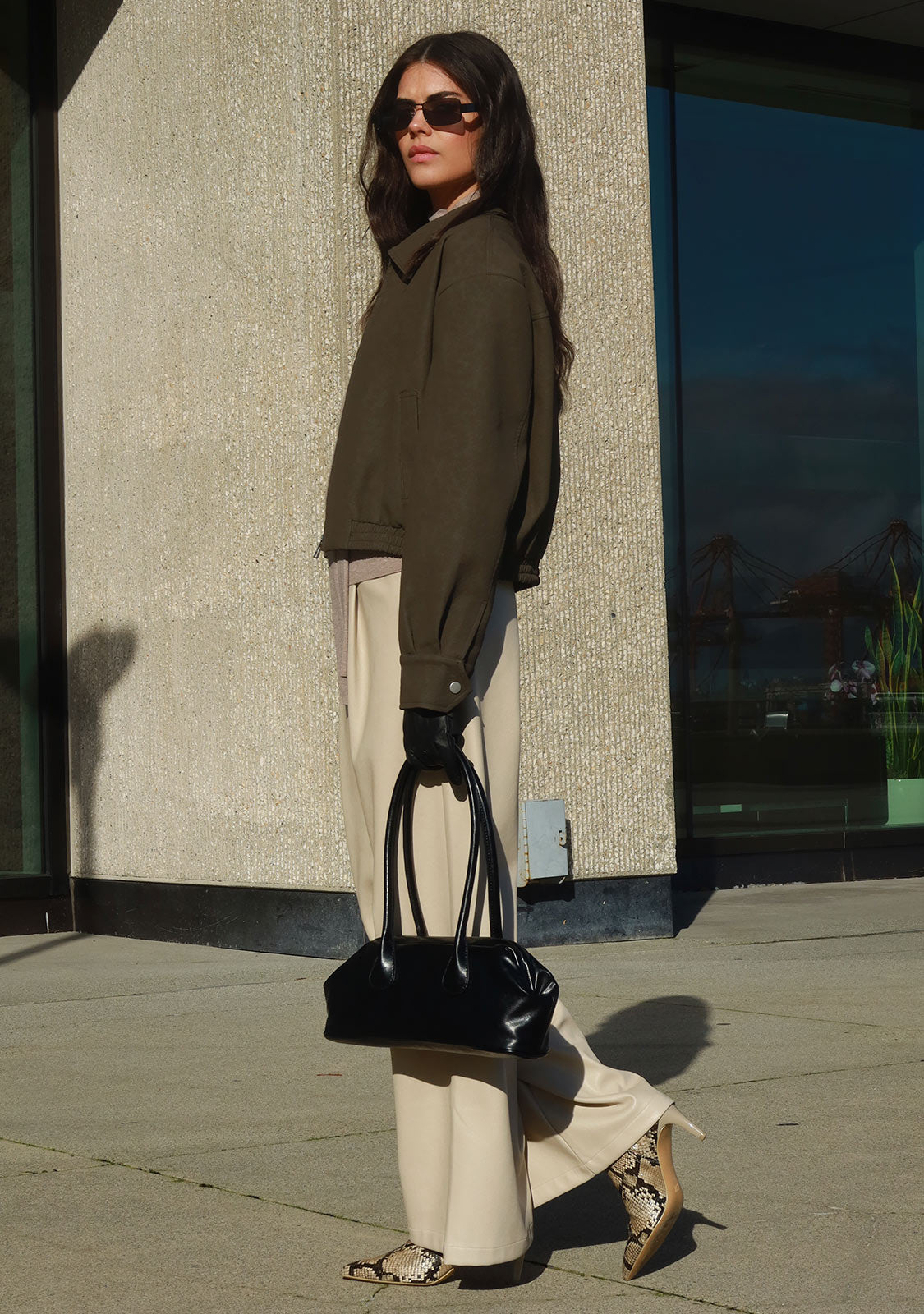 Wide Leg Tailored Pants Beige