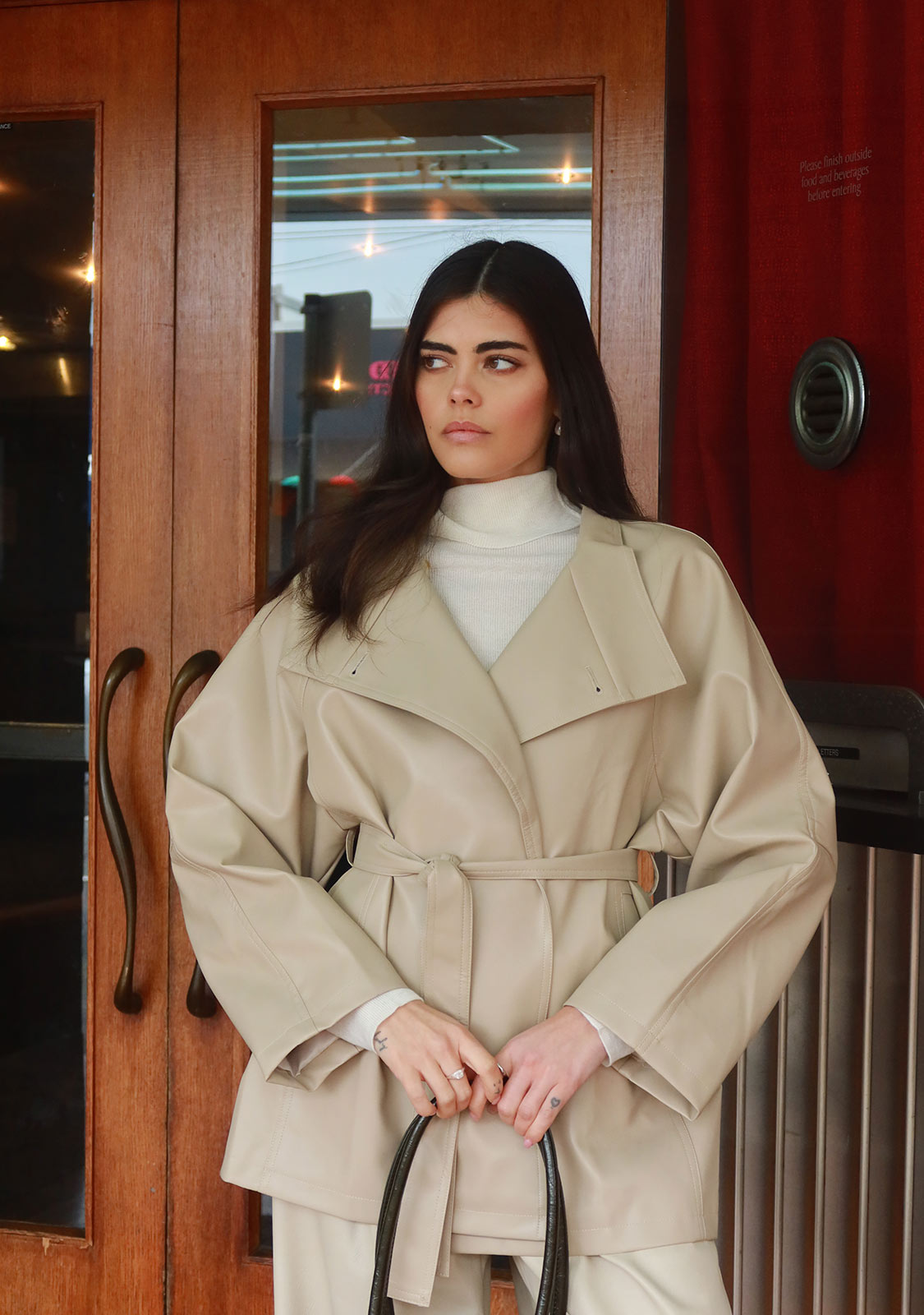 Wrap Belt Jacket Beige