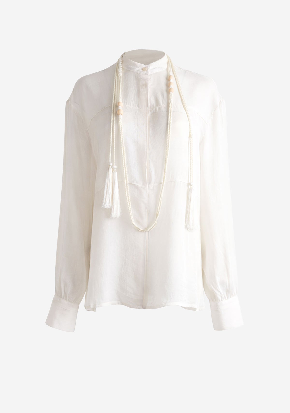 Peasant Tie Front Blouse Beige 12 Rue Collette