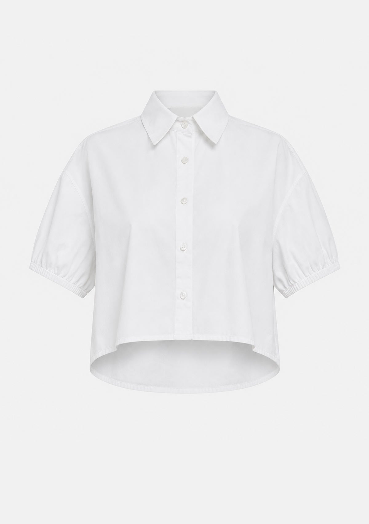 Cropped Short Sleeve Button-Up Shirt