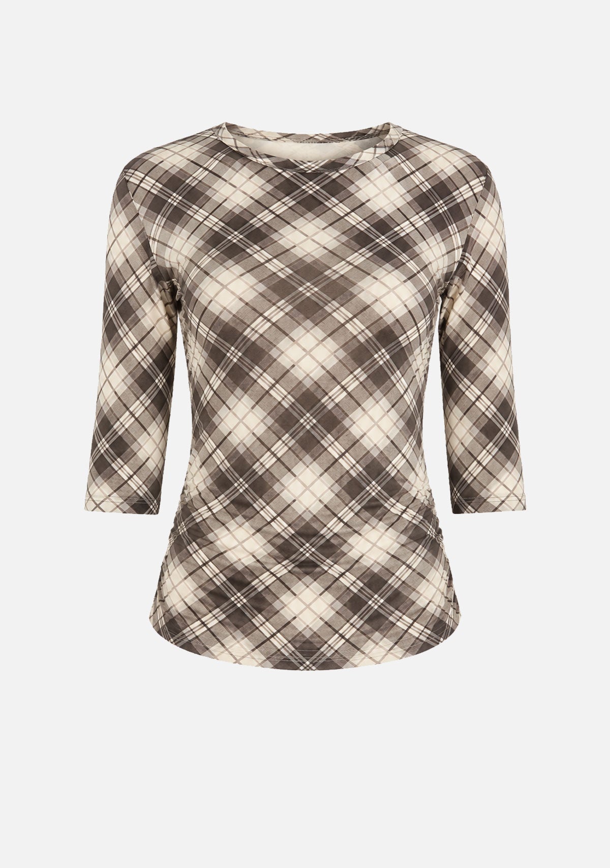 Plaid Mesh Fitted Top Slow High