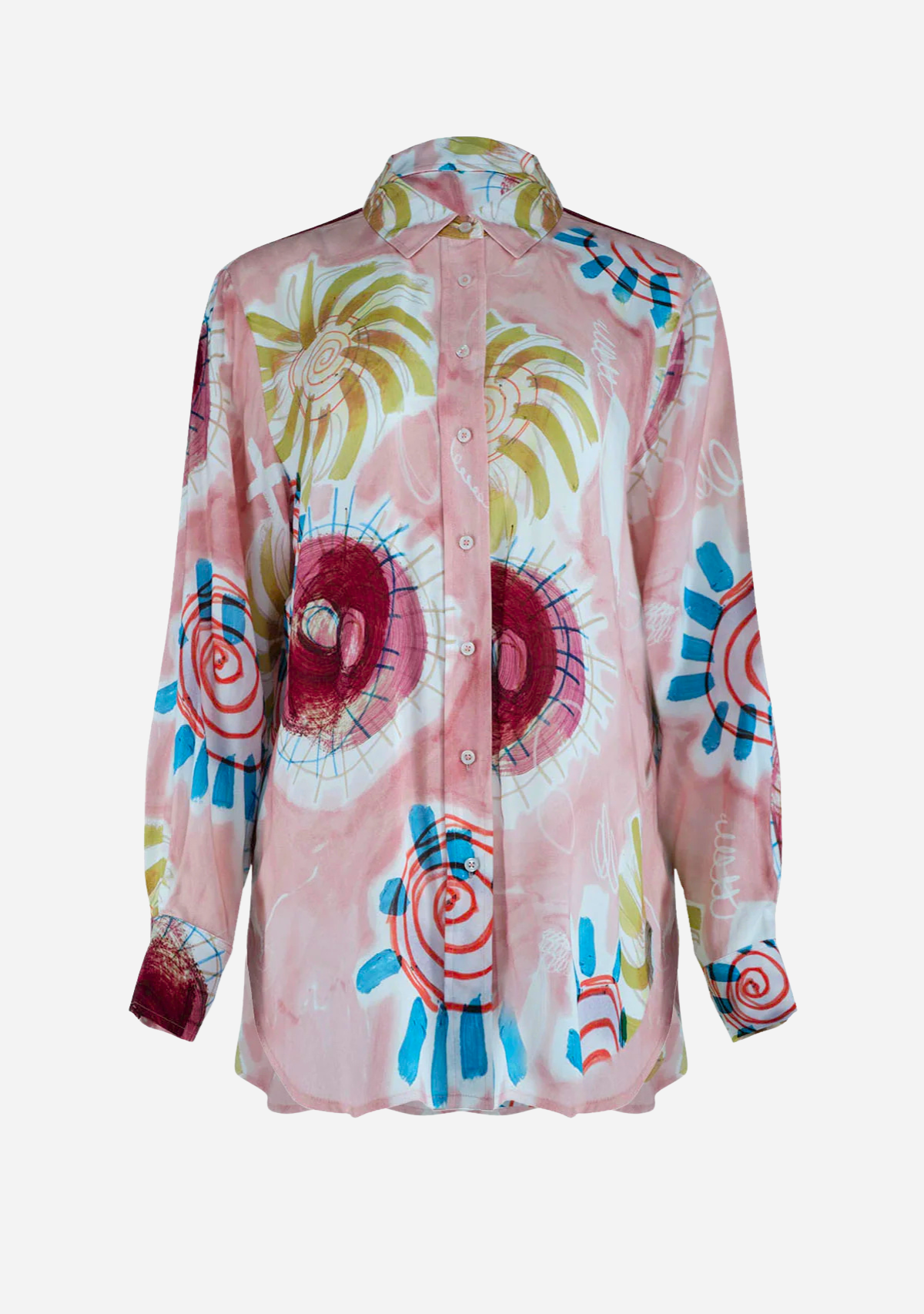 Printed Relaxed Fit Shirt Abstract Sun Pink