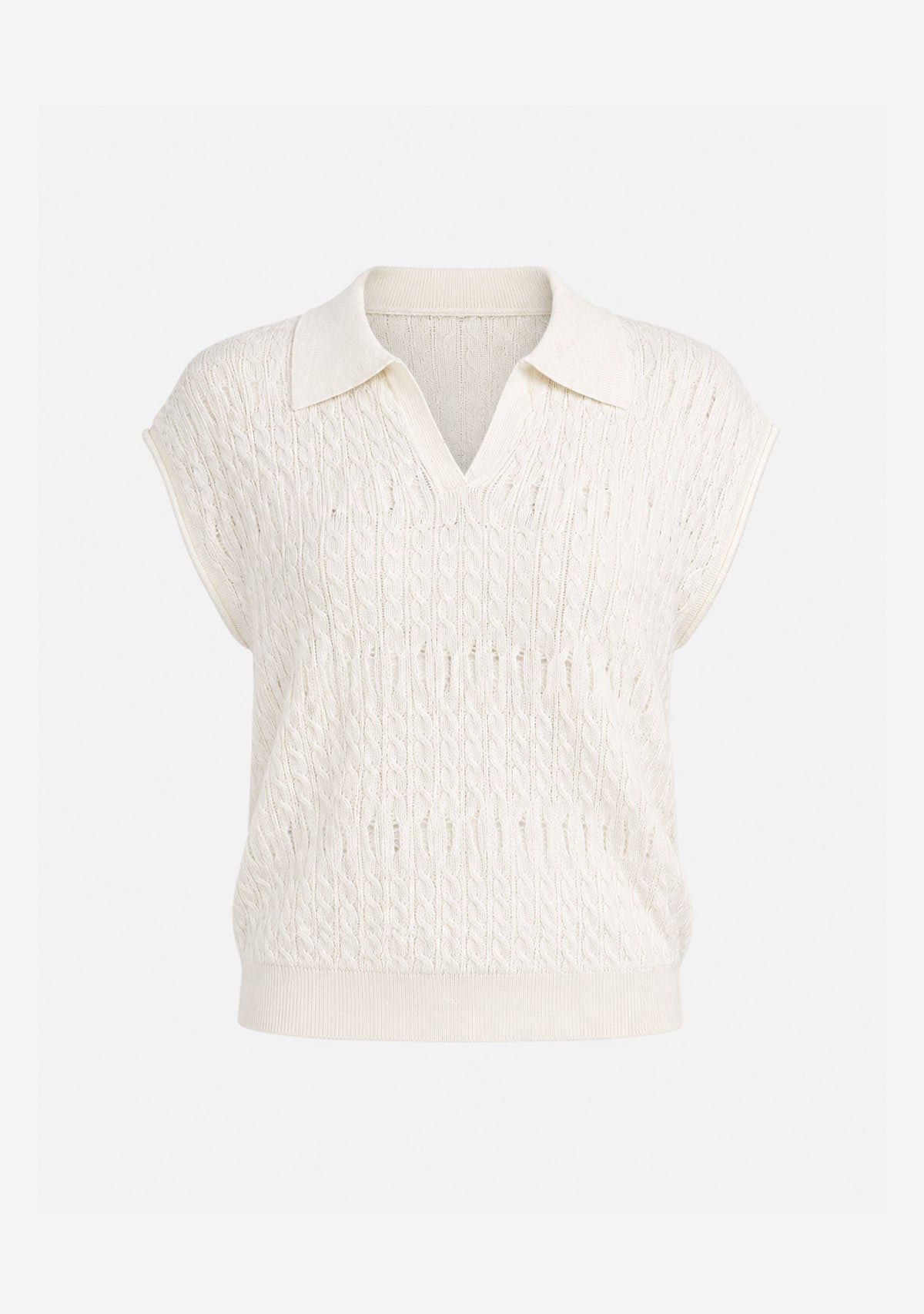 Textured Knit Sleeveless Top White