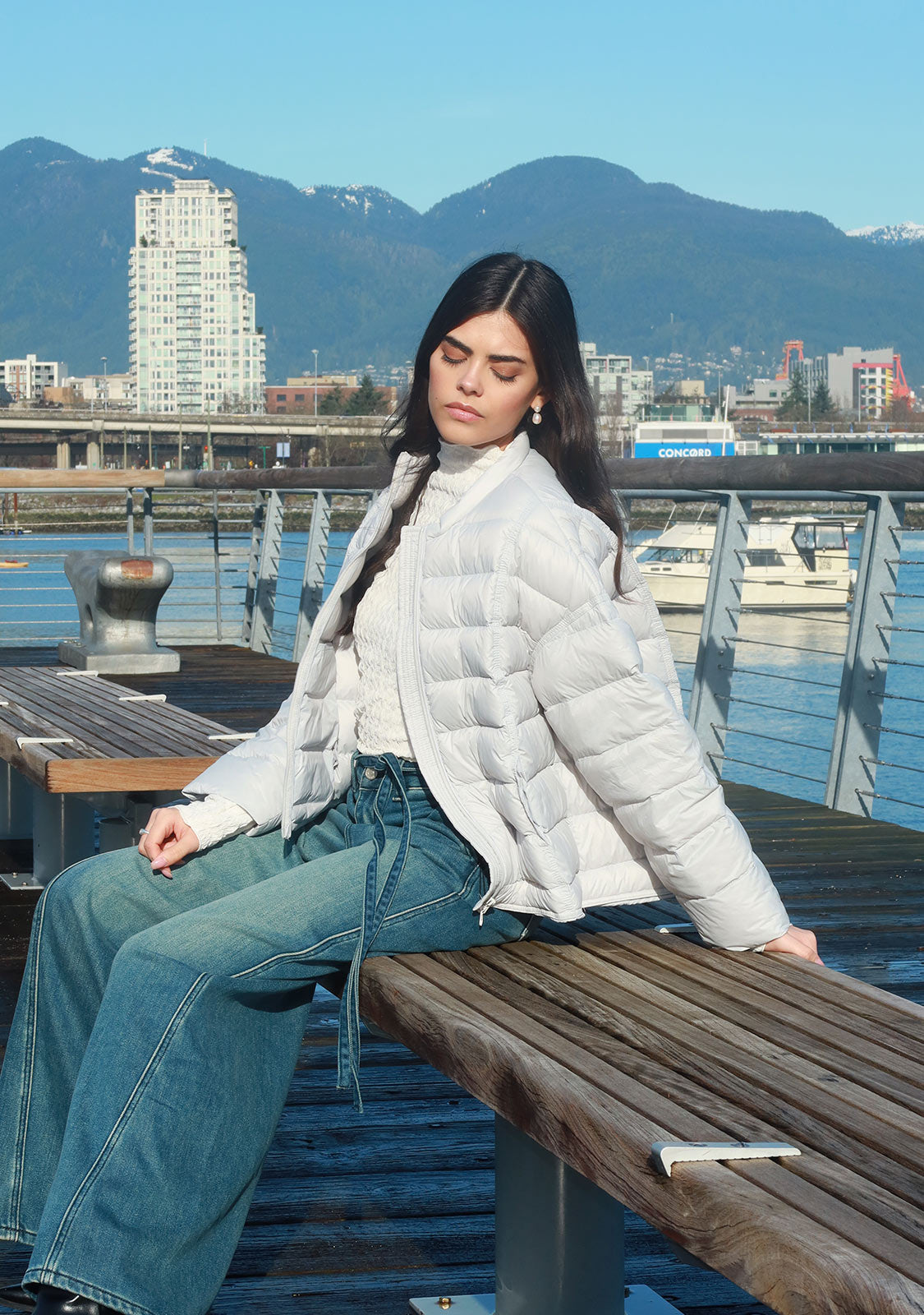 Cropped Puffer Jacket Blue