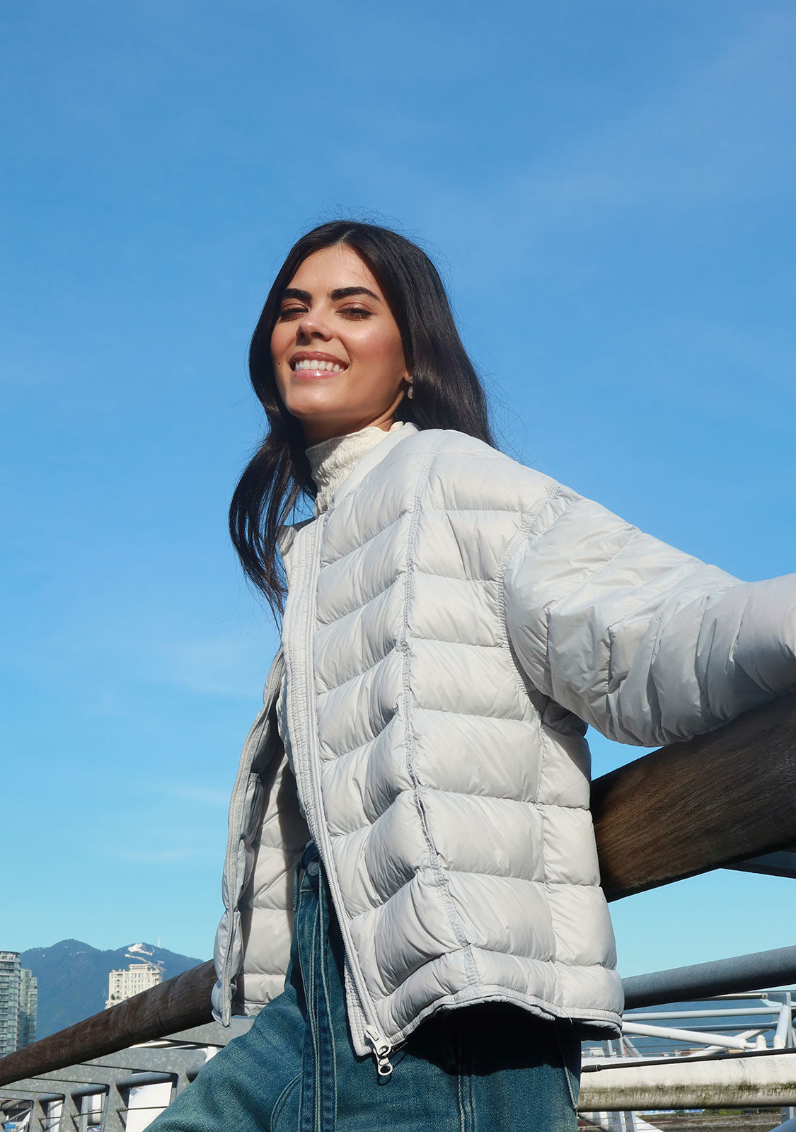 Cropped Puffer Jacket Blue