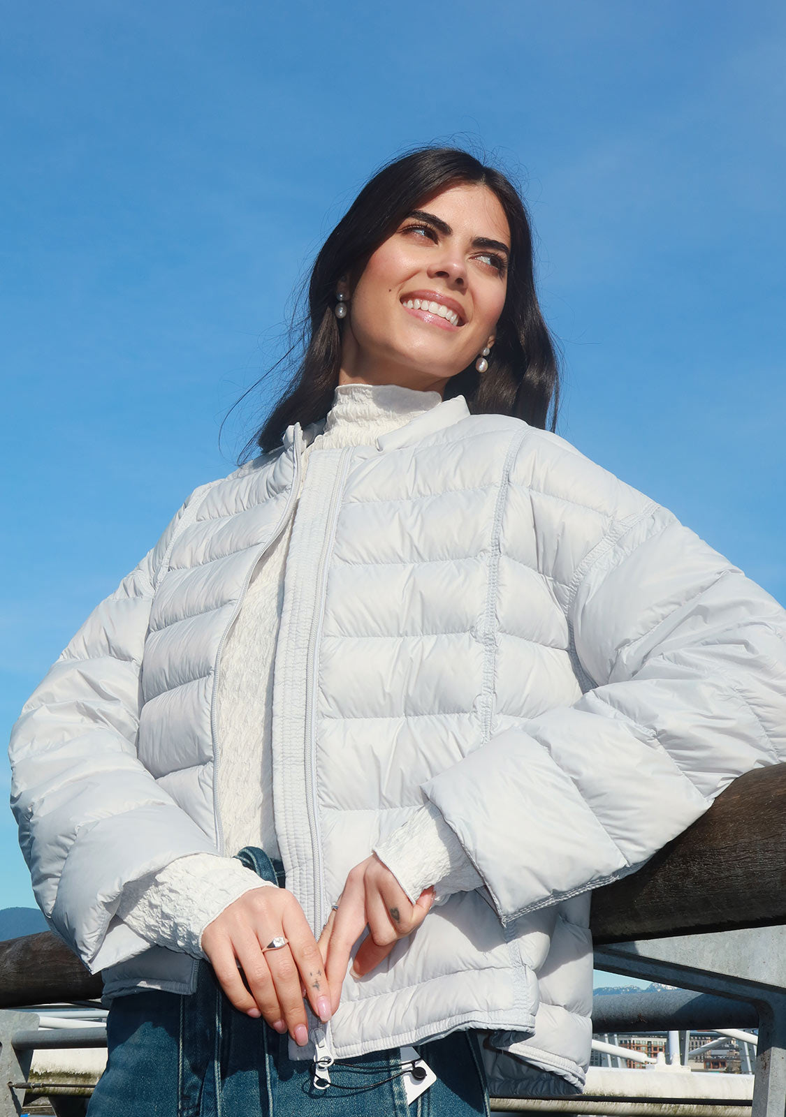 Cropped Puffer Jacket Blue