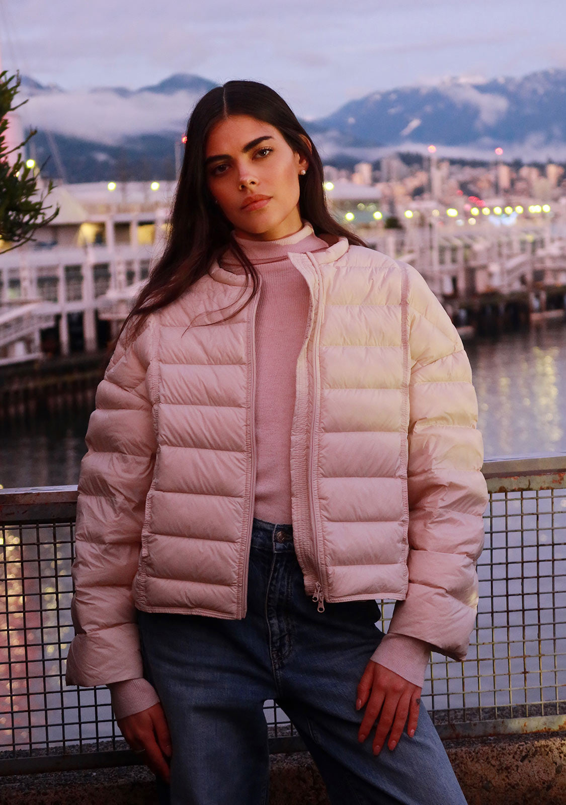 Cropped Puffer Jacket Pink
