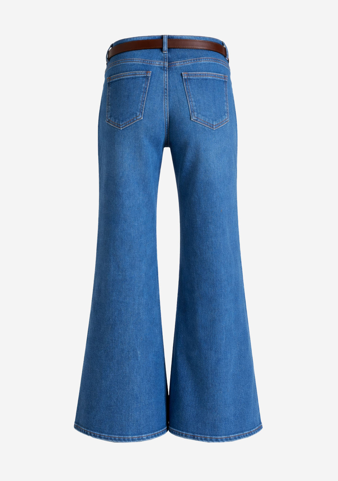High Rise Wide Leg Jean with Belt Denim Blue