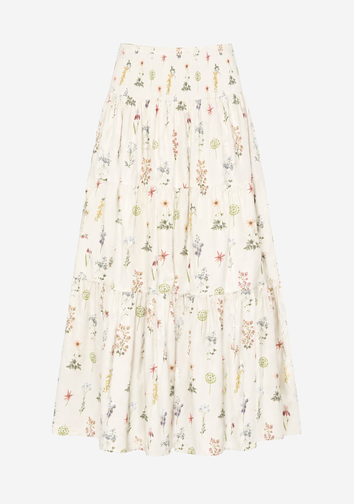 Tiered Maxi Skirt Ivory/Multi Aakaa