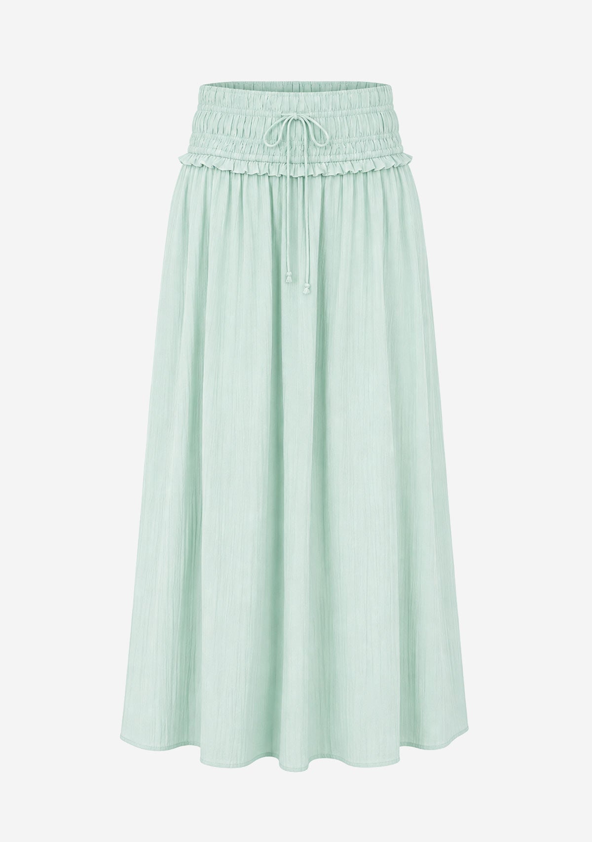 Washed Smoked Waist Band Skirt Mint Aakaa