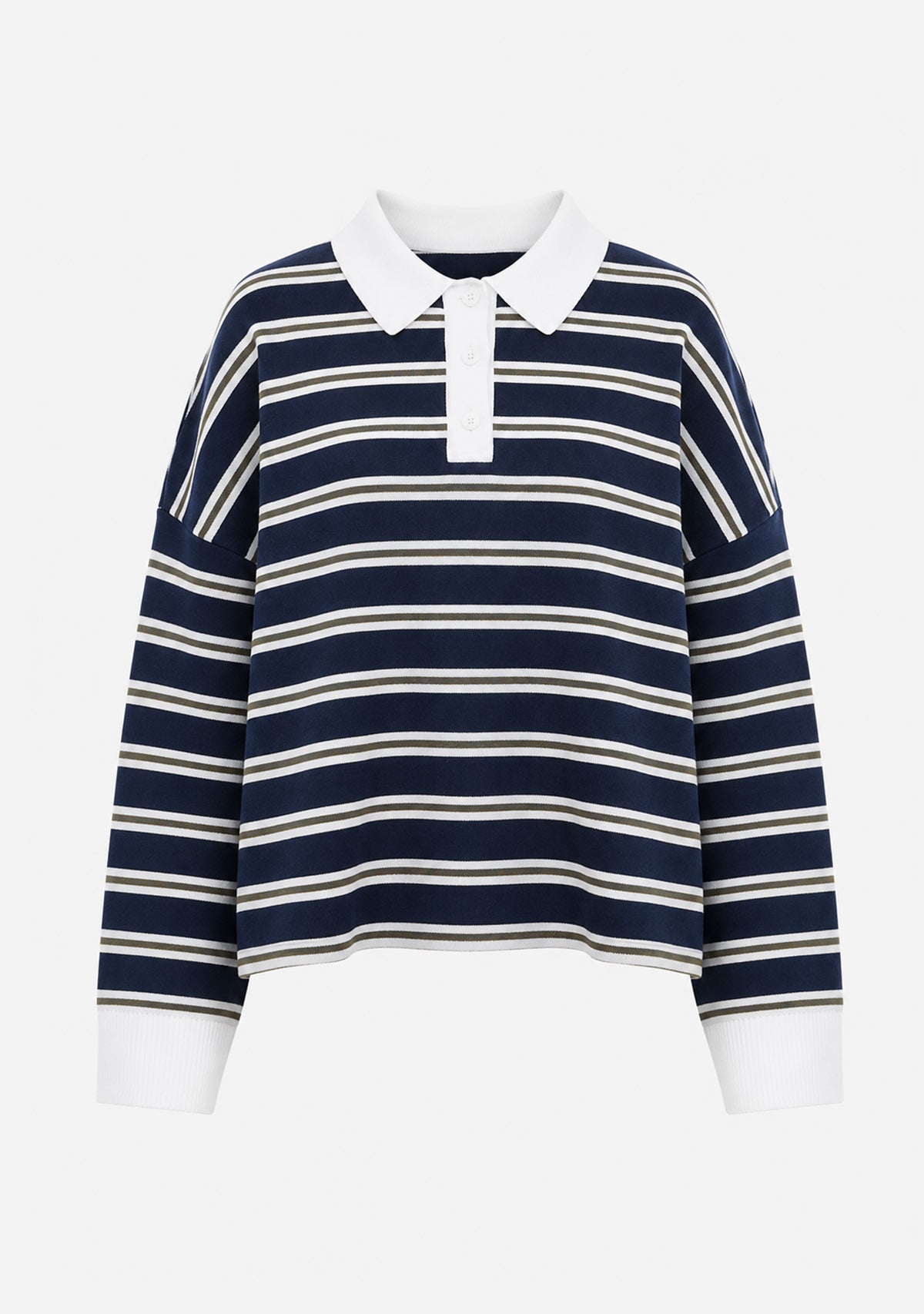 Delta Recycled Knit Shirt Navy Stripe AFENDS