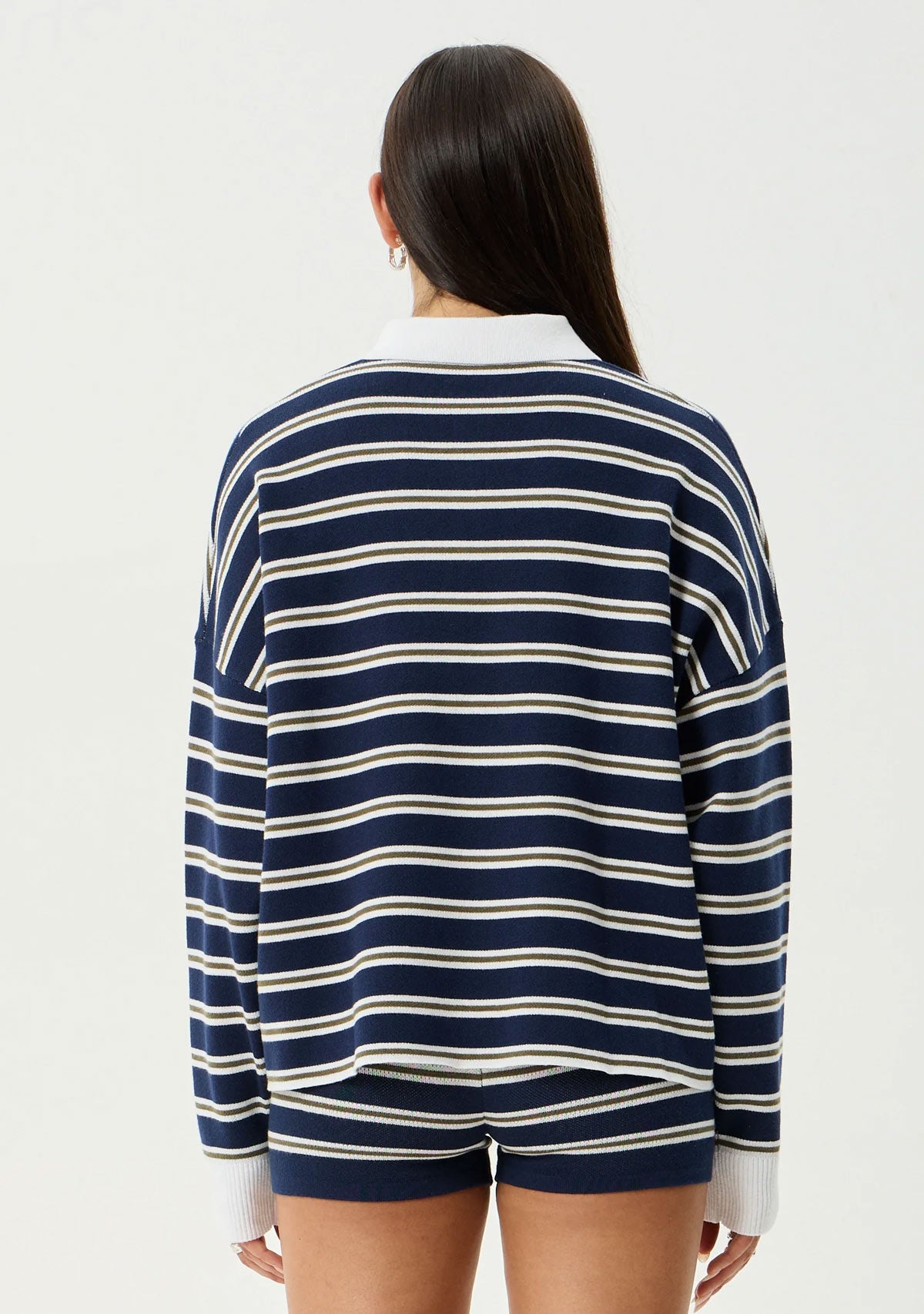 Delta Recycled Knit Shirt Navy Stripe