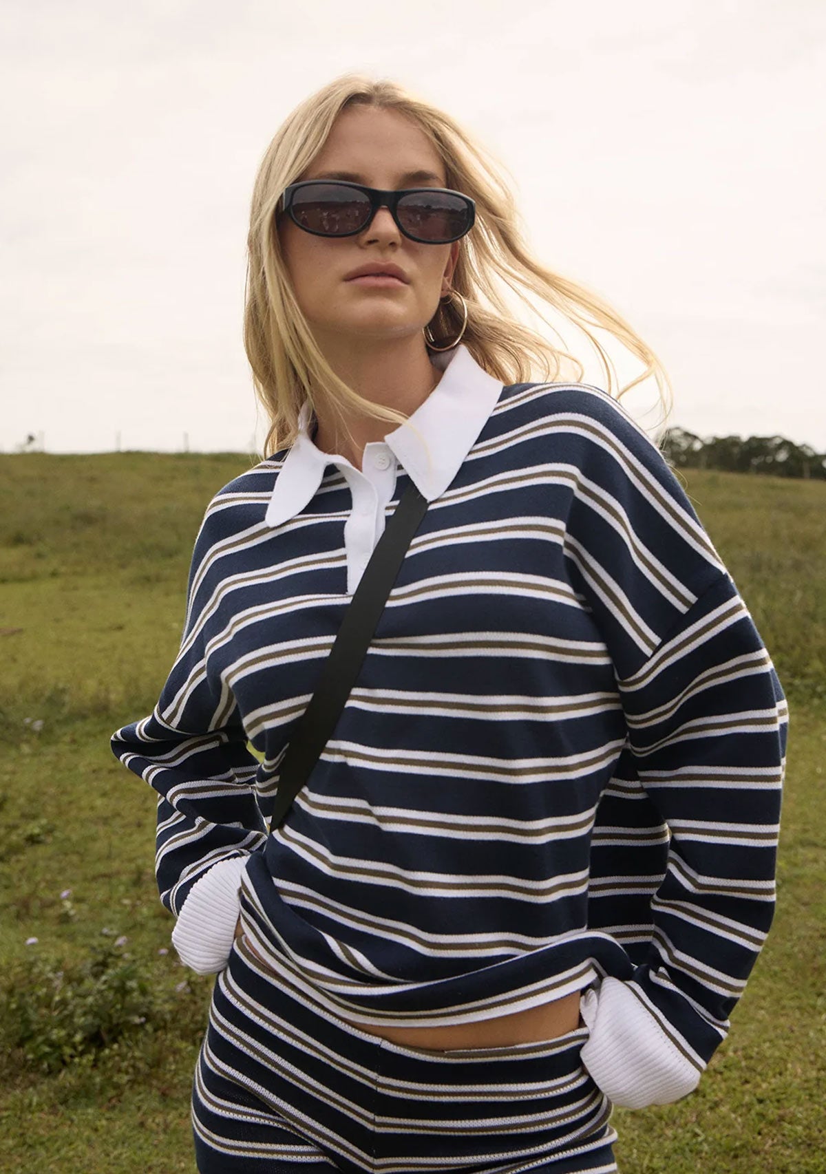 Delta Recycled Knit Shirt Navy Stripe