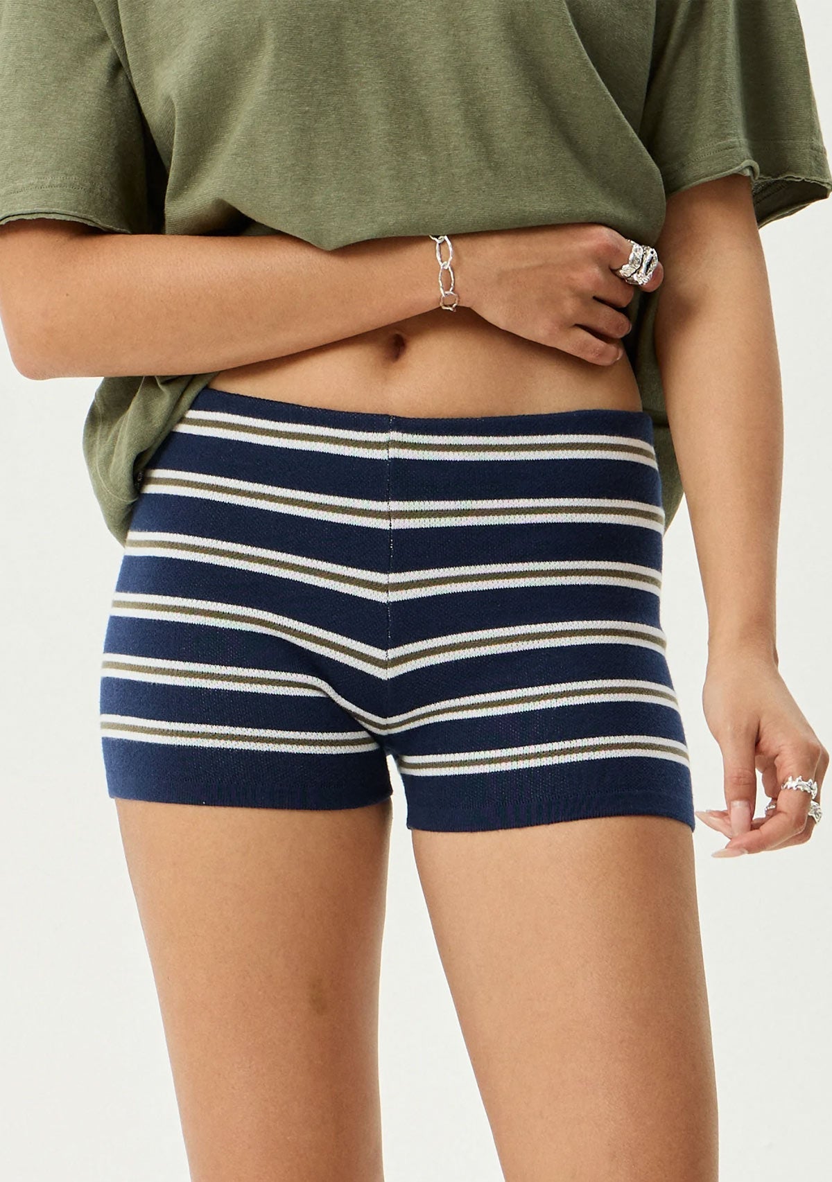 Delta Recycled Knit Short Navy Stripe AFENDS