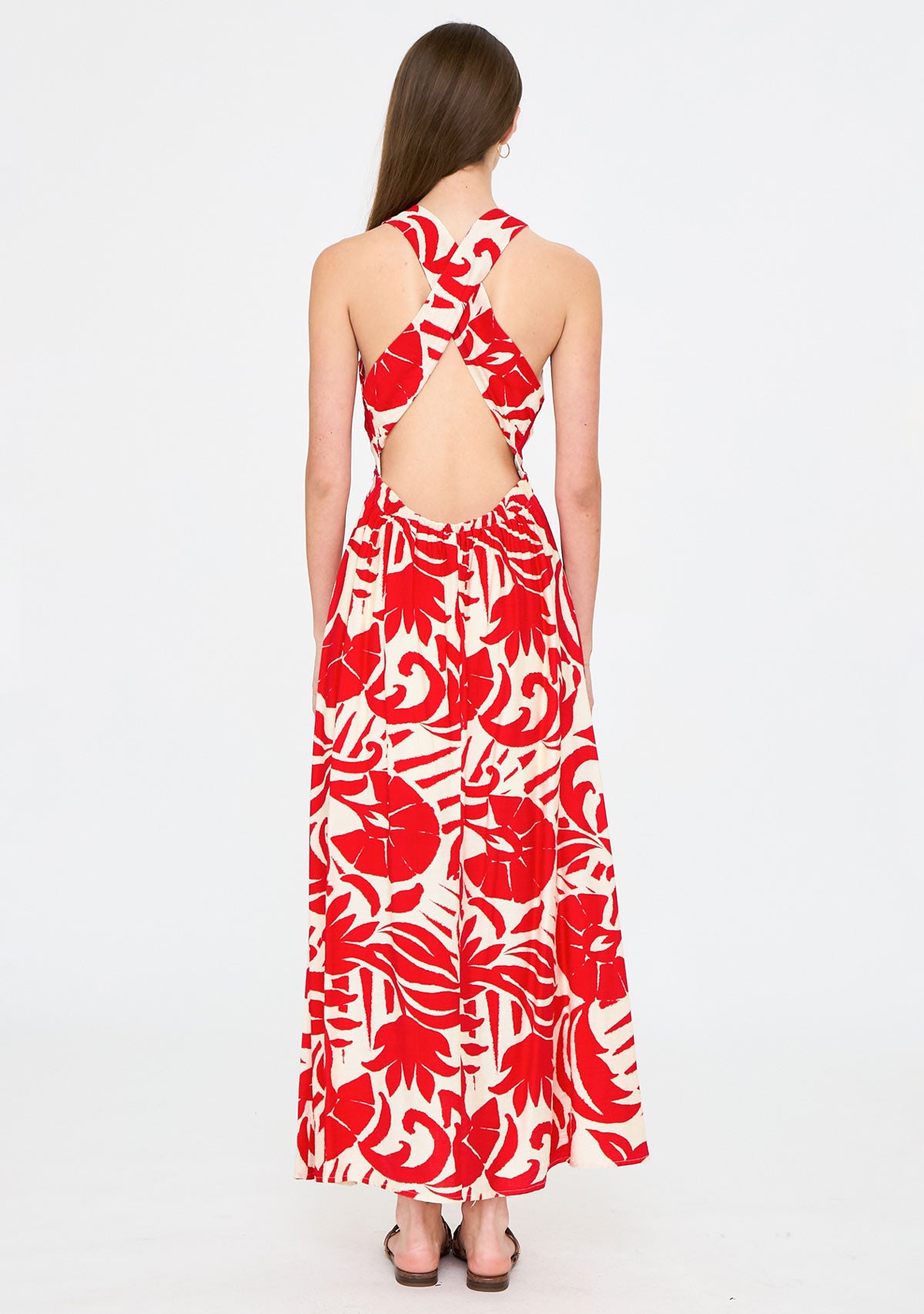 Cross Back Band Midi Dts Ivory/Red