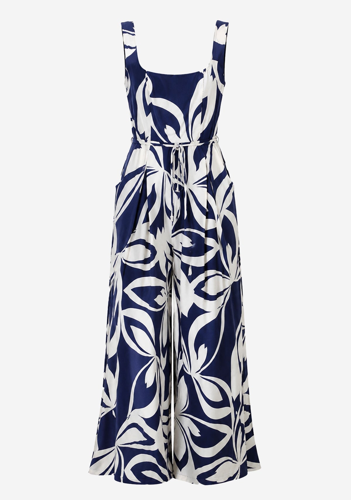 Square Neck Jumpsuit Navy/Ivory Aakaa