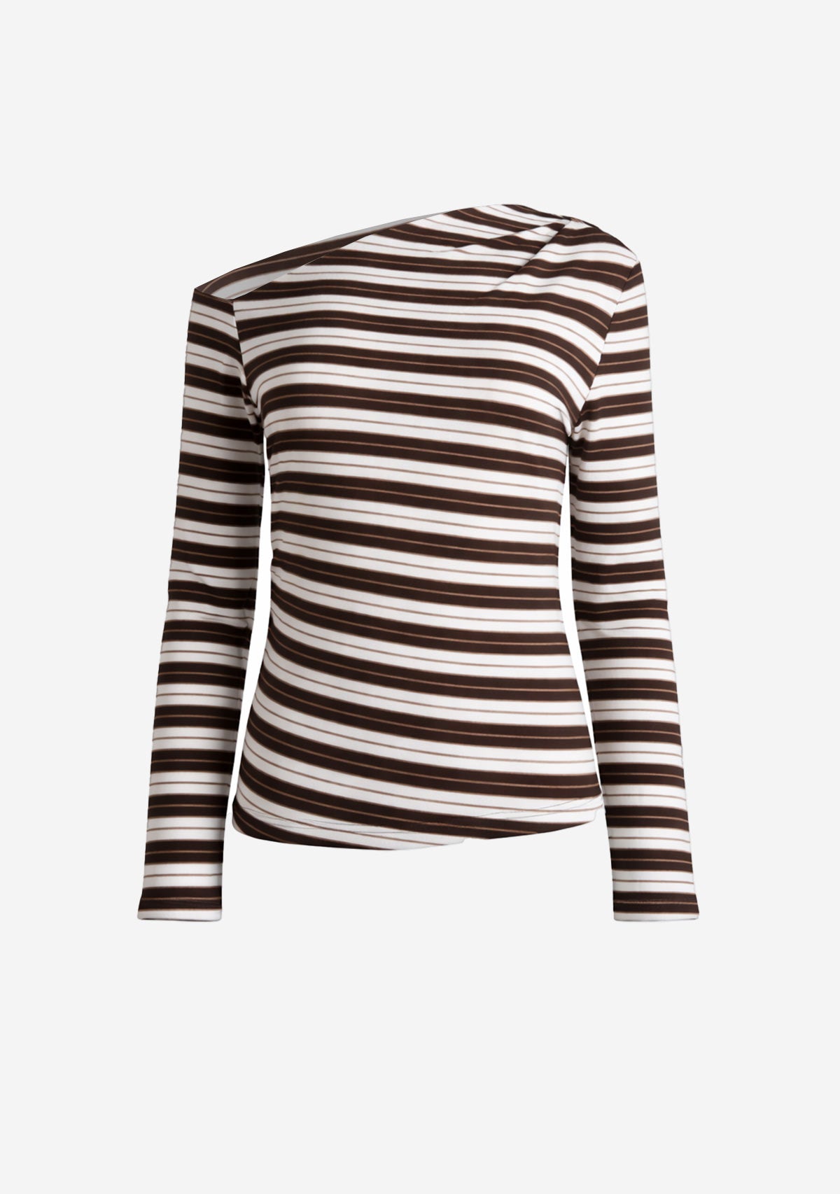 One Shoulder Striped Long Sleeve Sweater Black/White Stripes
