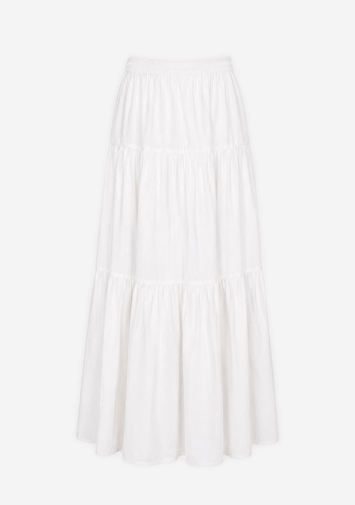 Drawstring Detail Tiered Maxi Skirt White audrey
