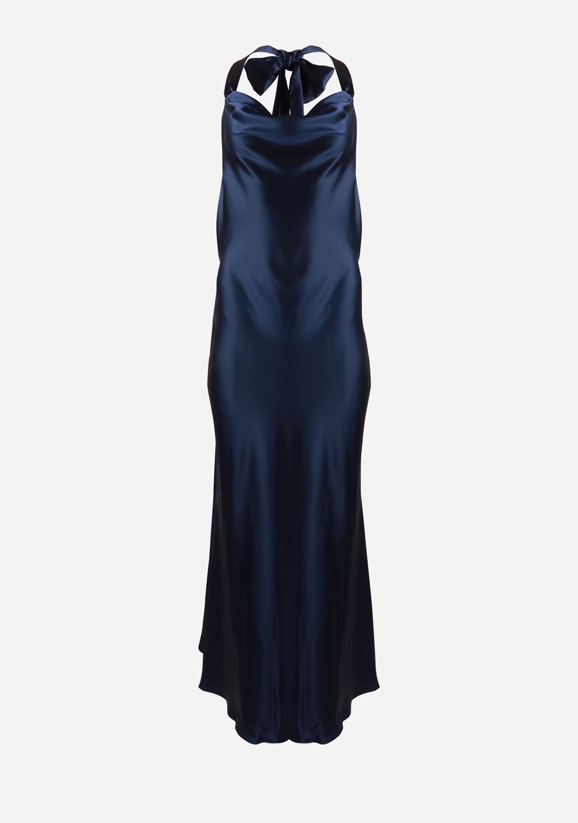Cowl Sleeveless Tie Back Neck Maxi Dress Navy