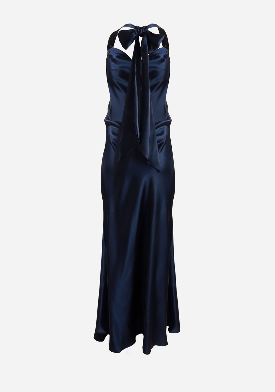 Cowl Sleeveless Tie Back Neck Maxi Dress Navy