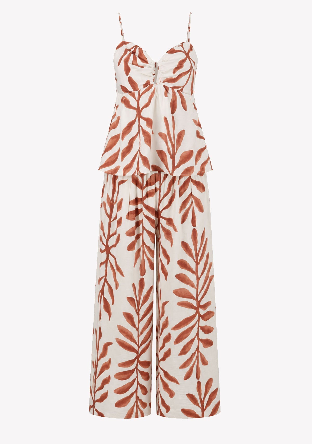 Thin Adjustable Strap Detailing Top & Long Pants Set Aakaa